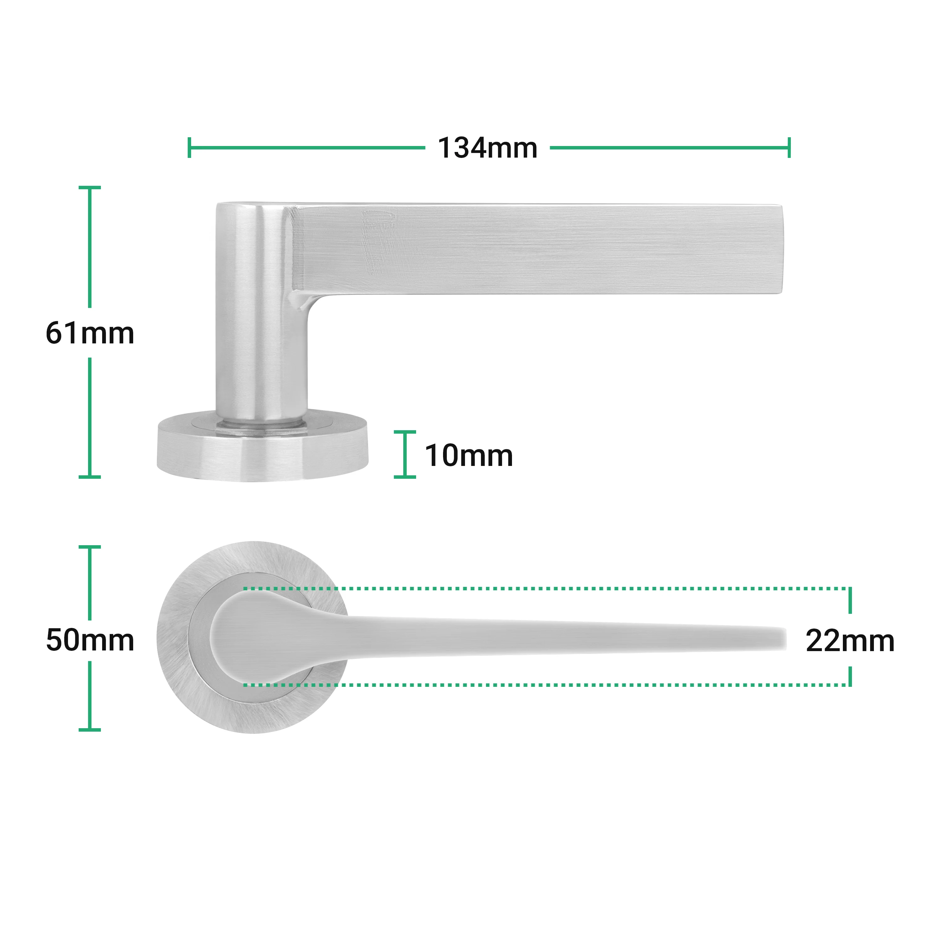 Tapera Satin Nickel Lever on Rose Door Handles - Heavy Duty - FD30/60 Rated - Image 4