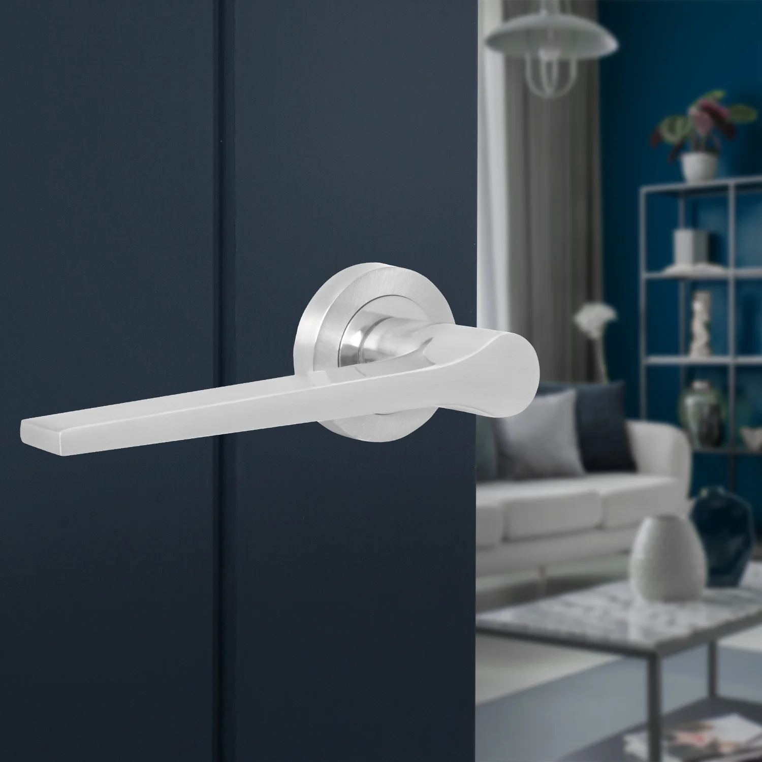 Tapera Satin Nickel Lever on Rose Door Handles - Heavy Duty - FD30/60 Rated - Image 5