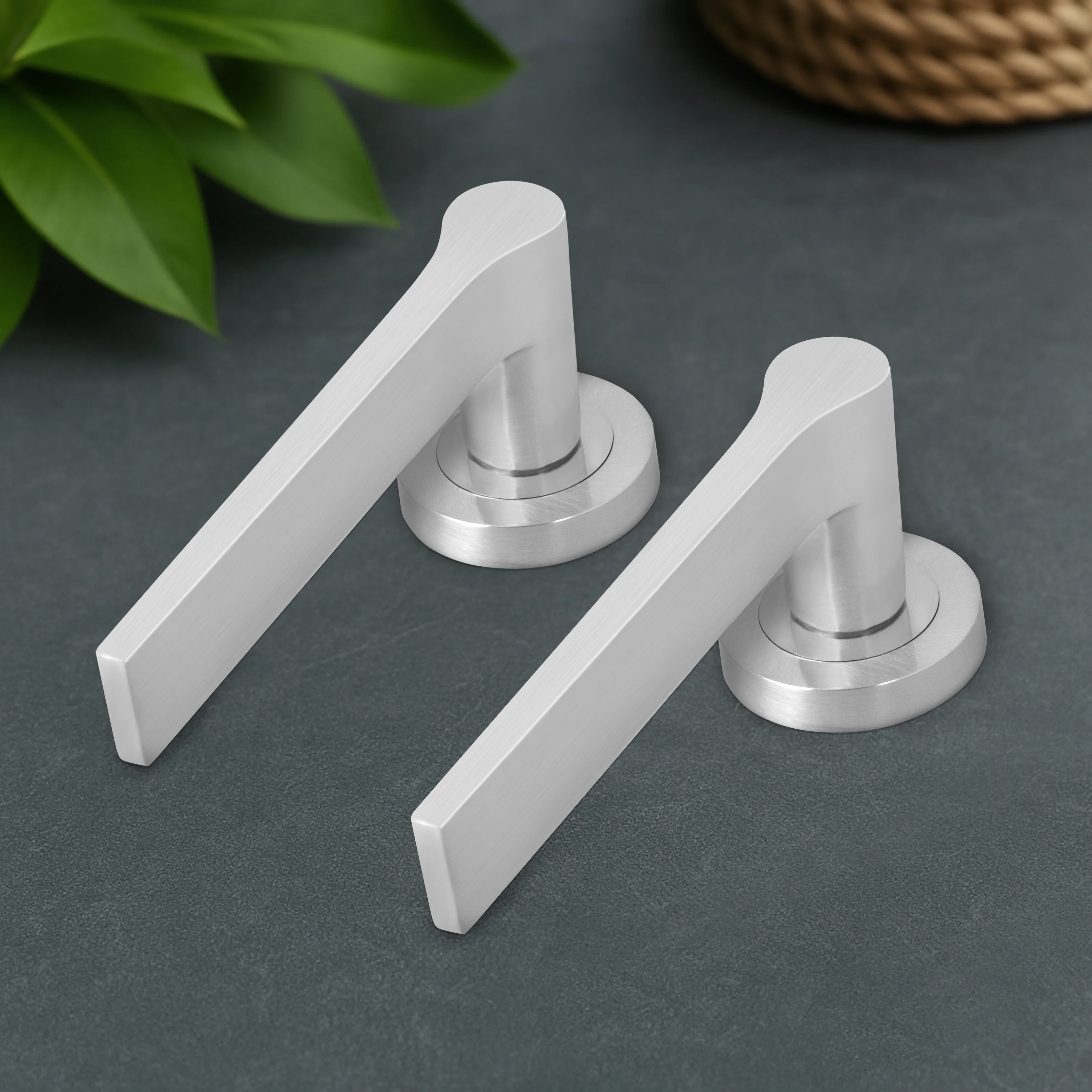 Tapera Satin Nickel Lever on Rose Door Handles - Heavy Duty - FD30/60 Rated - Image 7