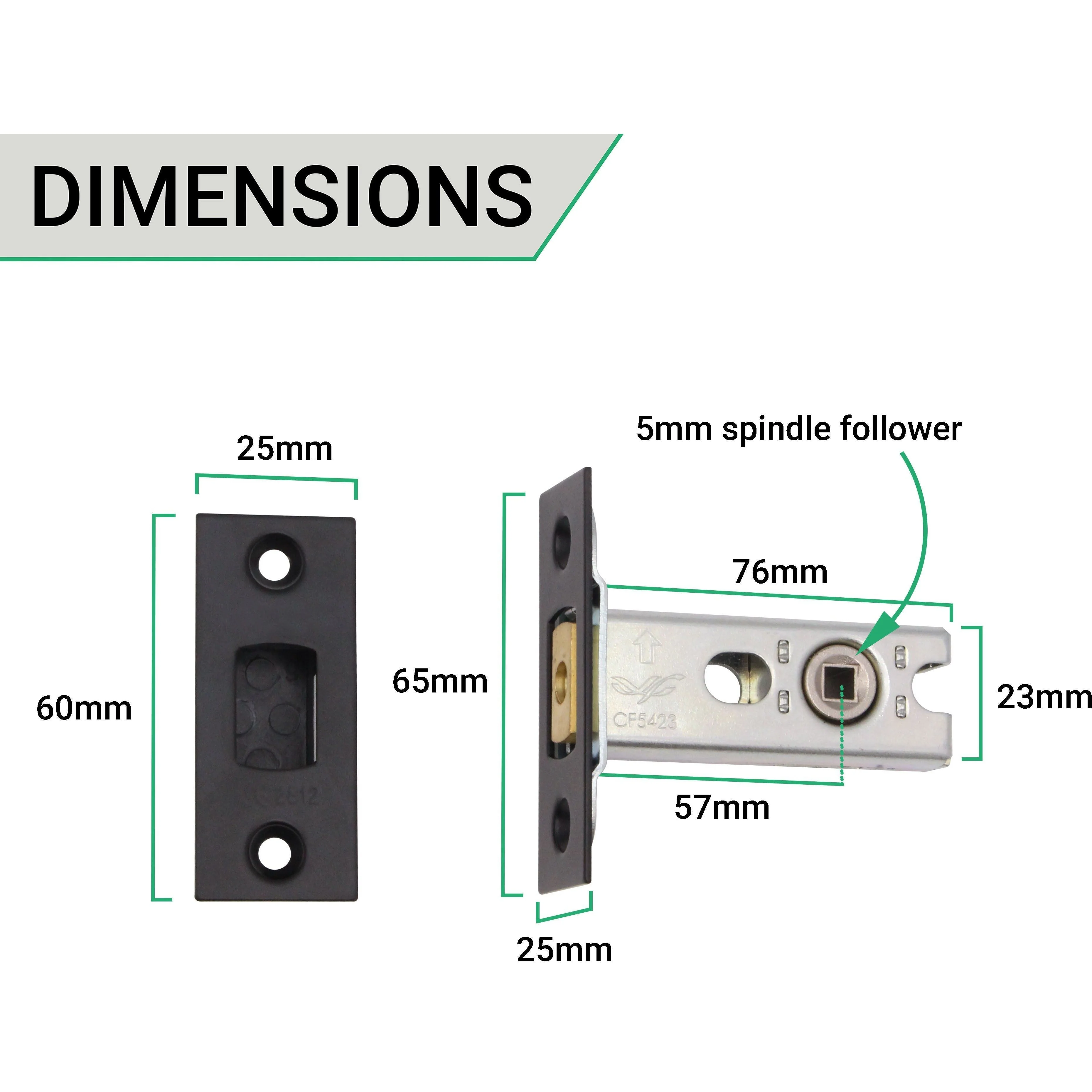 Temara Matt Black Mortice Door Knob Kit - 76mm Latch - Image 3