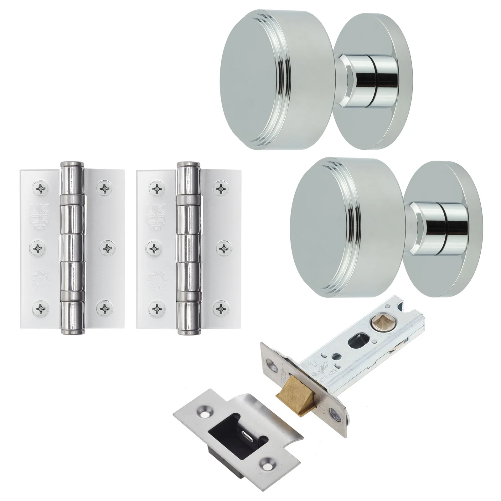 Temara Polished Chrome Mortice Door Knob Kit - 76mm Latch