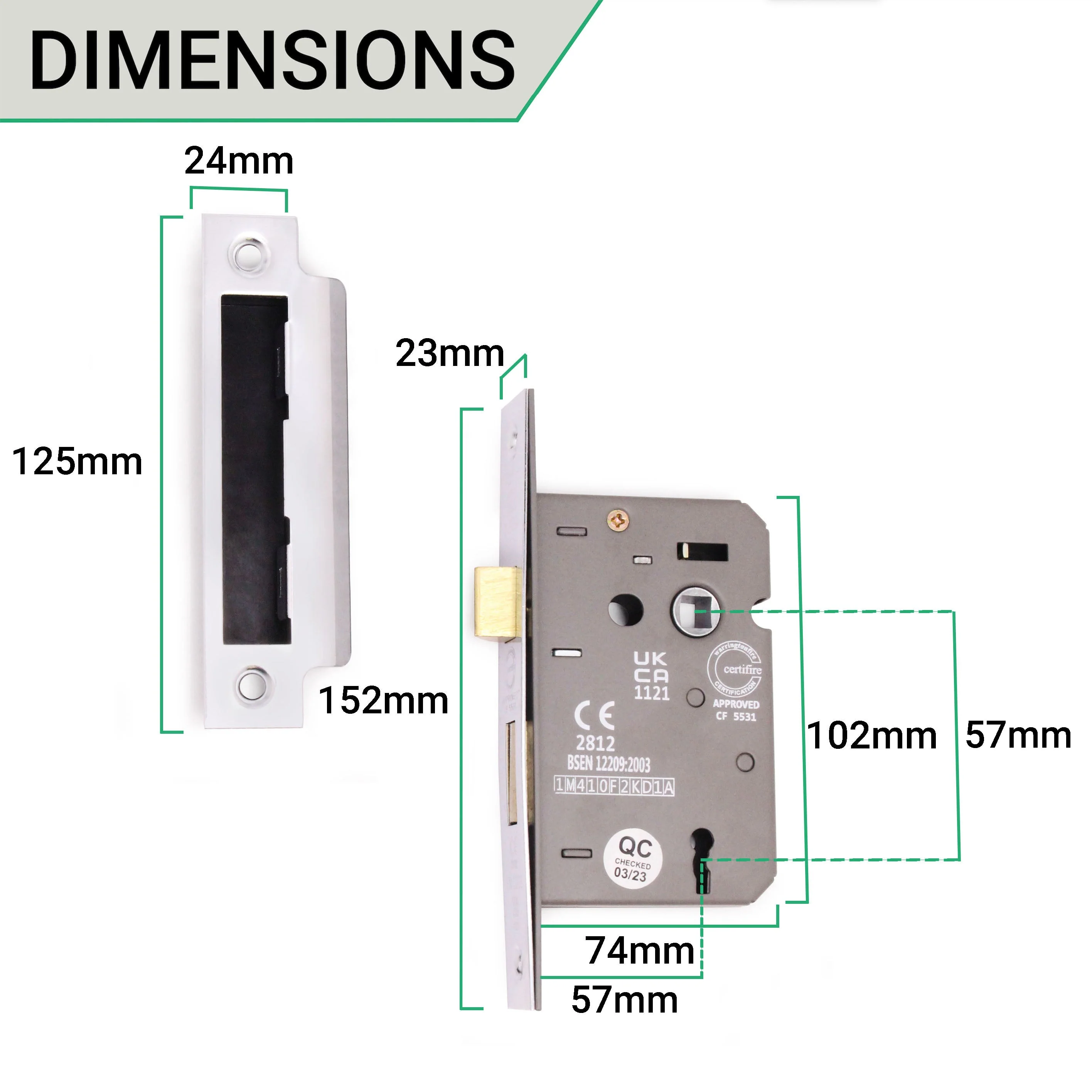 Temara Polished Chrome Mortice Door Knob Kit - 80mm Sashlock - Image 3