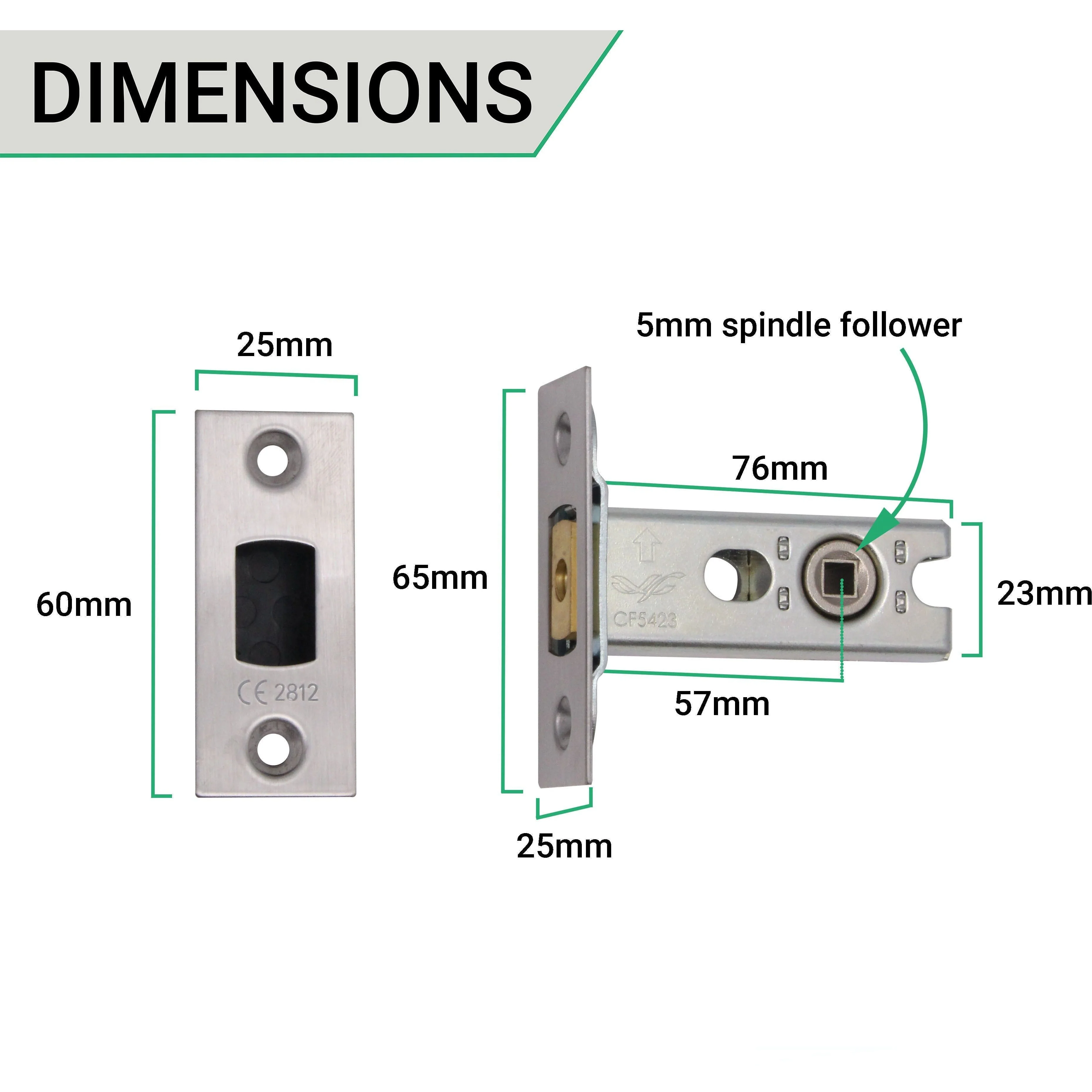 Temara Polished Chrome Mortice Door Knob Kit - 76mm Bathroom Deadbolt - Image 3