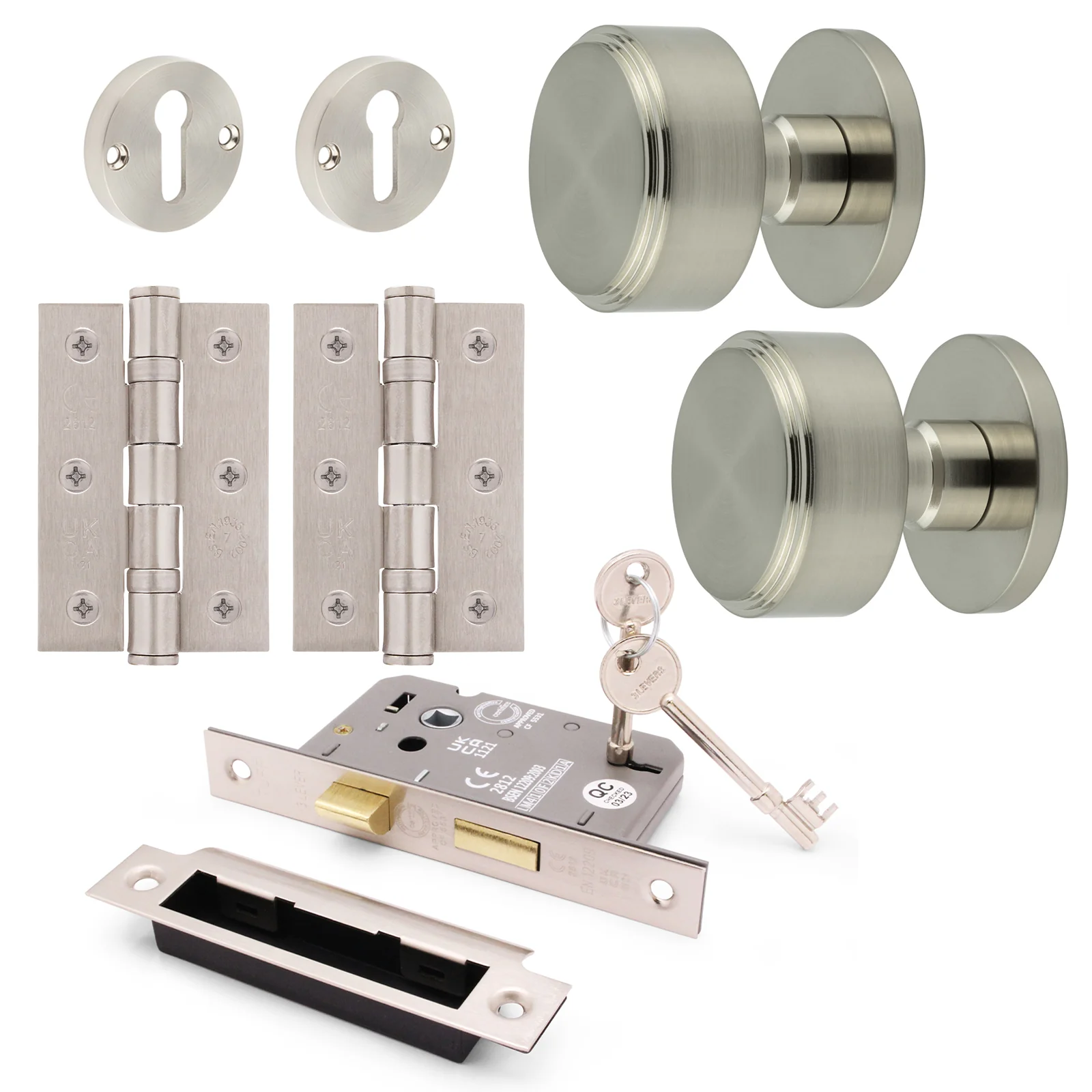Temara Satin Nickel Mortice Door Knob Kit - 80mm Sashlock