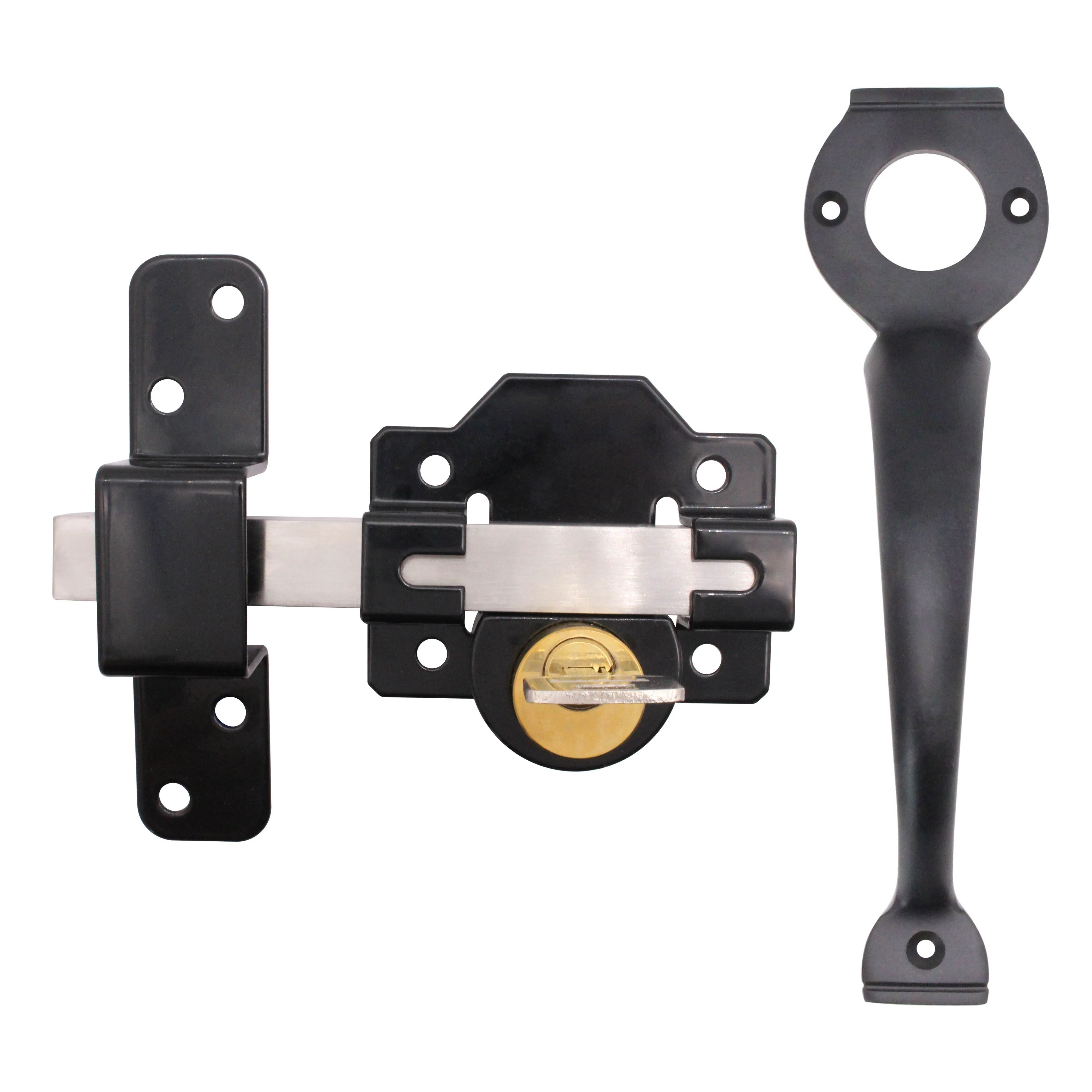 Long Throw Gate Lock & Pull Handle - Double Locking - 50mm