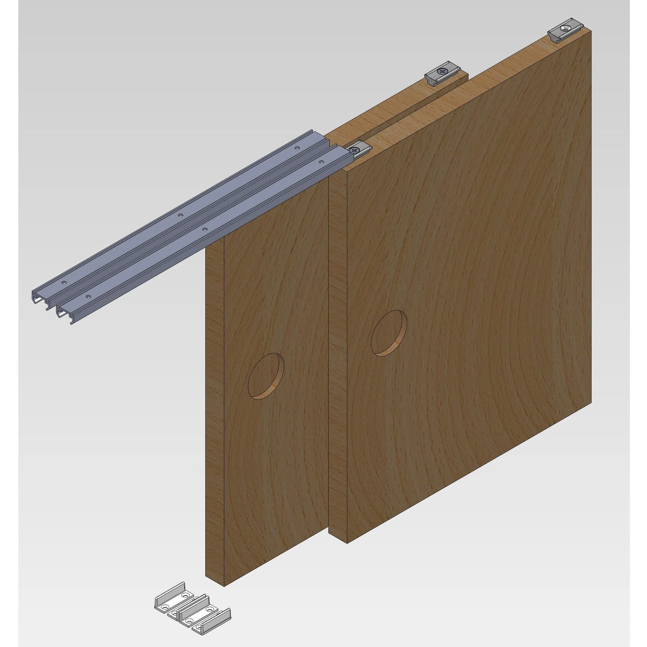 Top Hung Cupboard Sliding Door System To Suit 1.8m Opening - Image 3