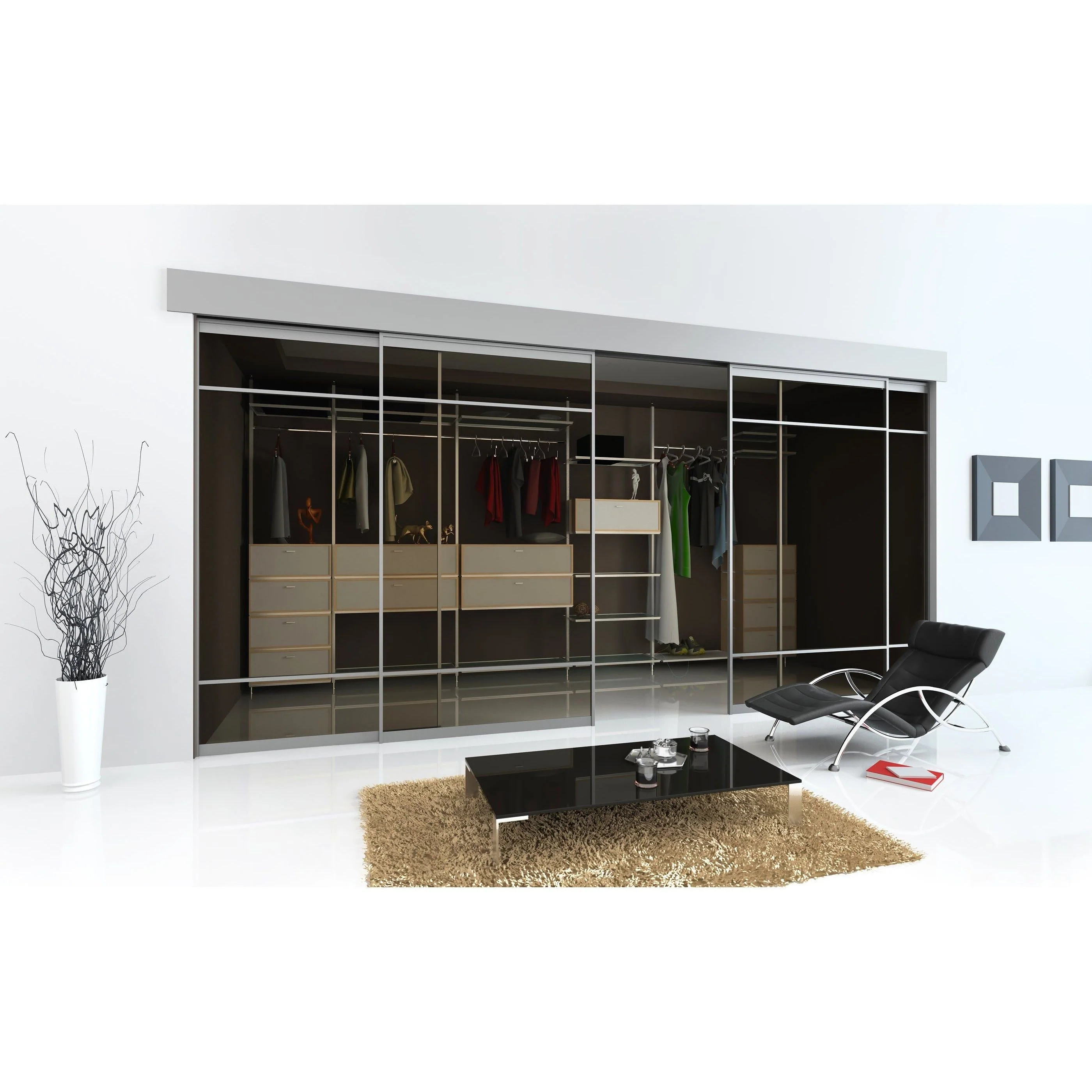 Top Hung Double Wardrobe Sliding Door System To Suit 1.5m Opening - 2 Door Kit - Image 3