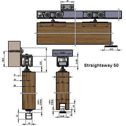 Top Hung Straight Sliding Single Door Kit - Max Weight 50kg - Max Door Width 900mm - 1.8m Track - Image 5
