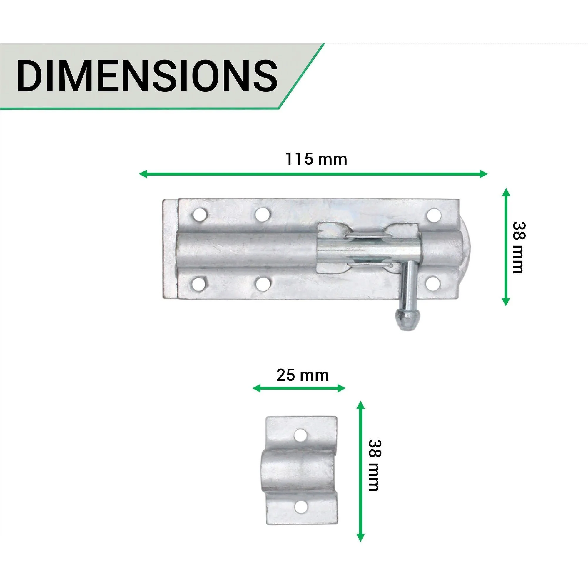 Tower Bolt - 100 mm / 4 Inch - Galvanised - Image 3