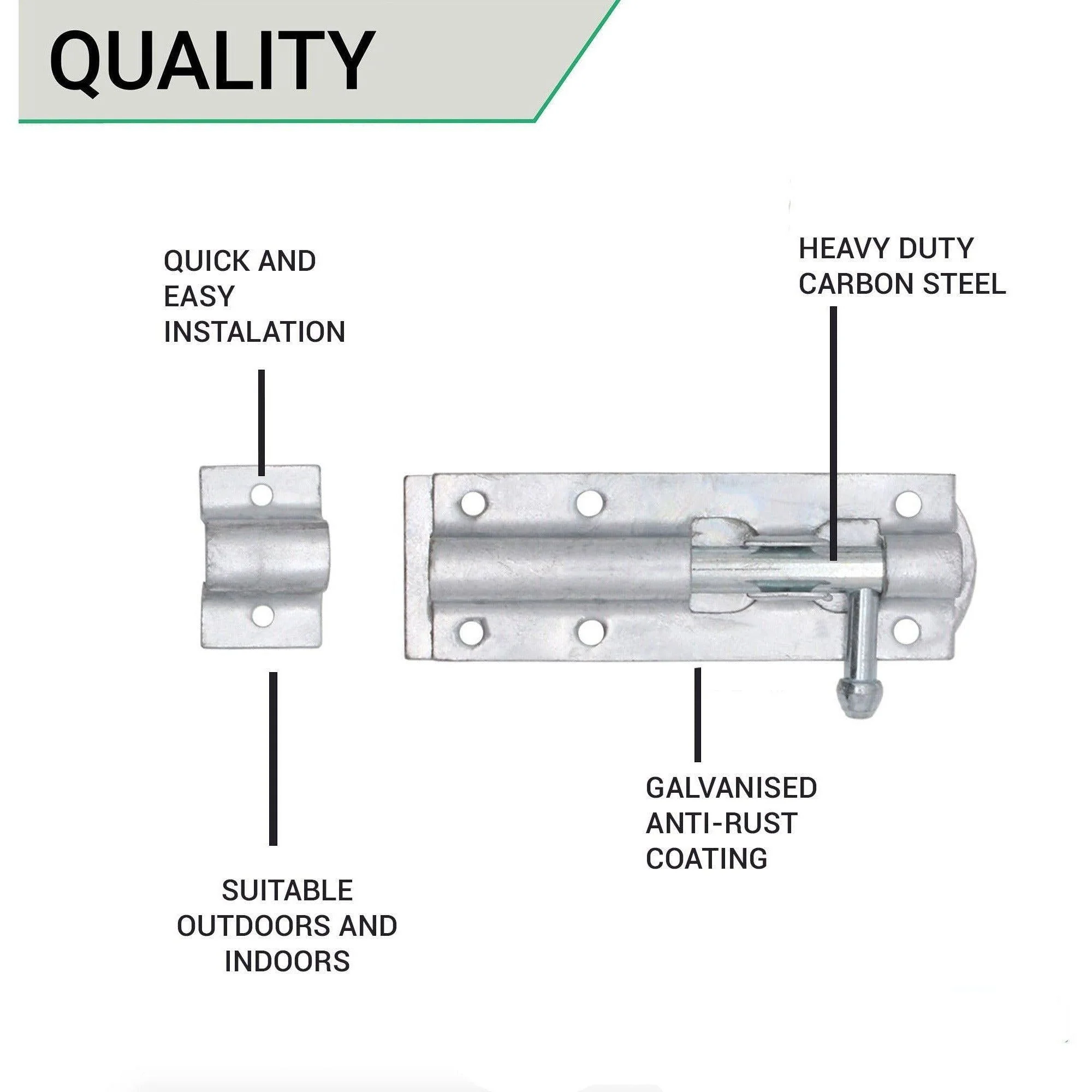 Tower Bolt - 100 mm / 4 Inch - Galvanised - Image 4