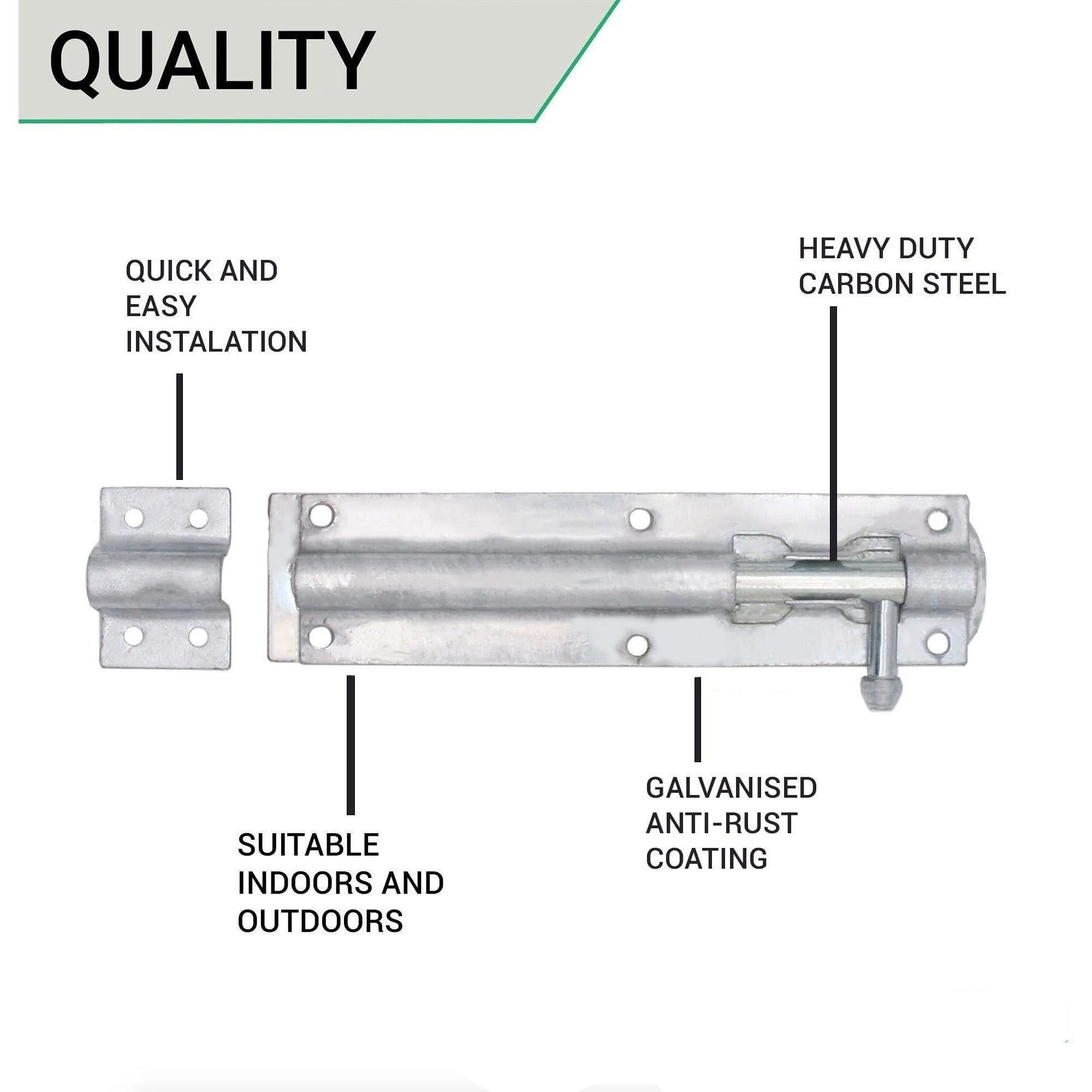 Tower Bolt - 150 mm / 6 Inch - Galvanised - Image 4