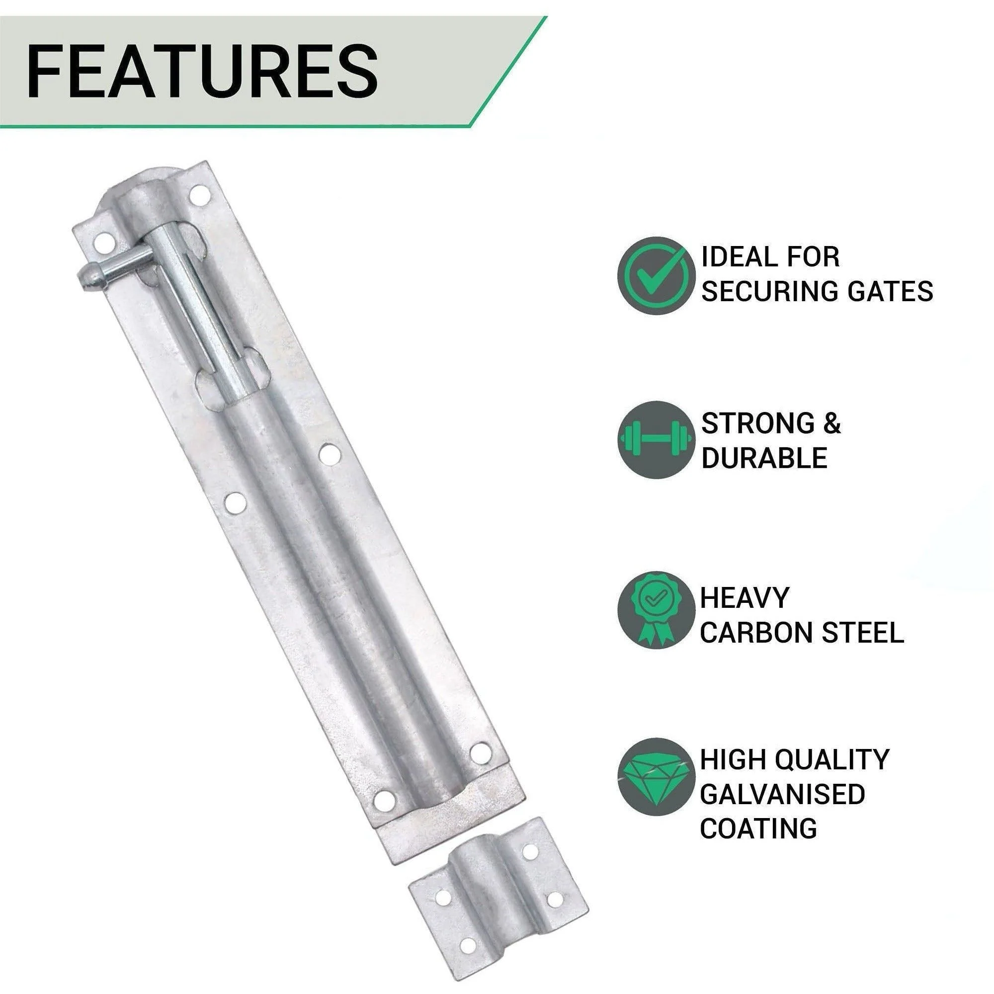 Tower Bolt - 225 mm / 8 Inch - Galvanised - Image 2