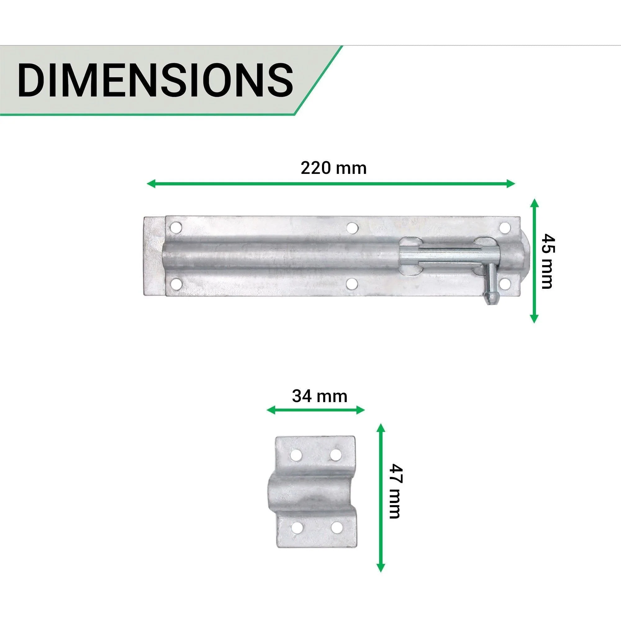 Tower Bolt - 225 mm / 8 Inch - Galvanised - Image 3