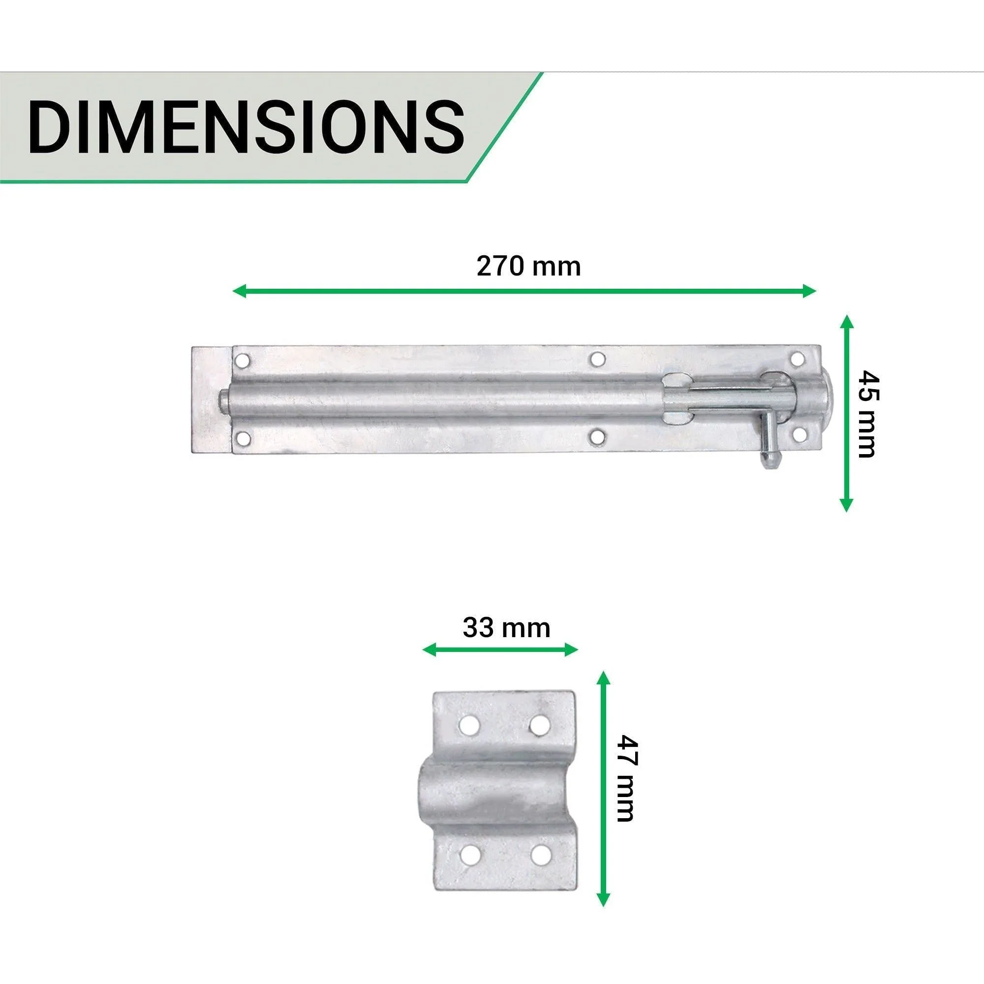 Tower Bolt - 250 mm / 10 Inch - Galvanised - Image 3