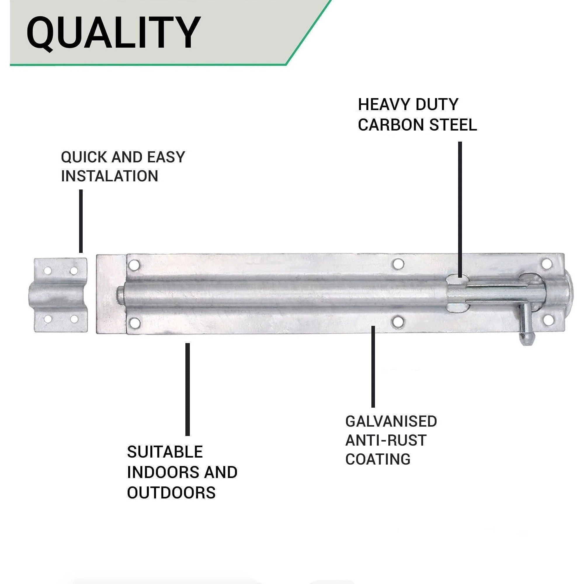 Tower Bolt - 250 mm / 10 Inch - Galvanised - Image 4