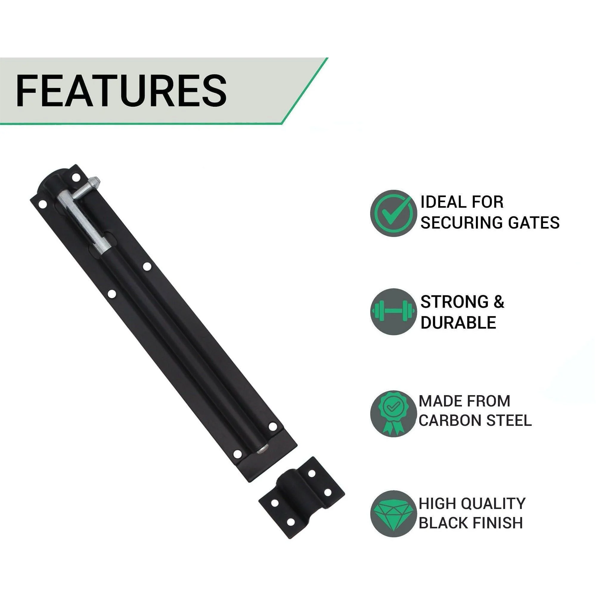 Tower Bolt - 250mm / 10 Inch - Black - Image 2