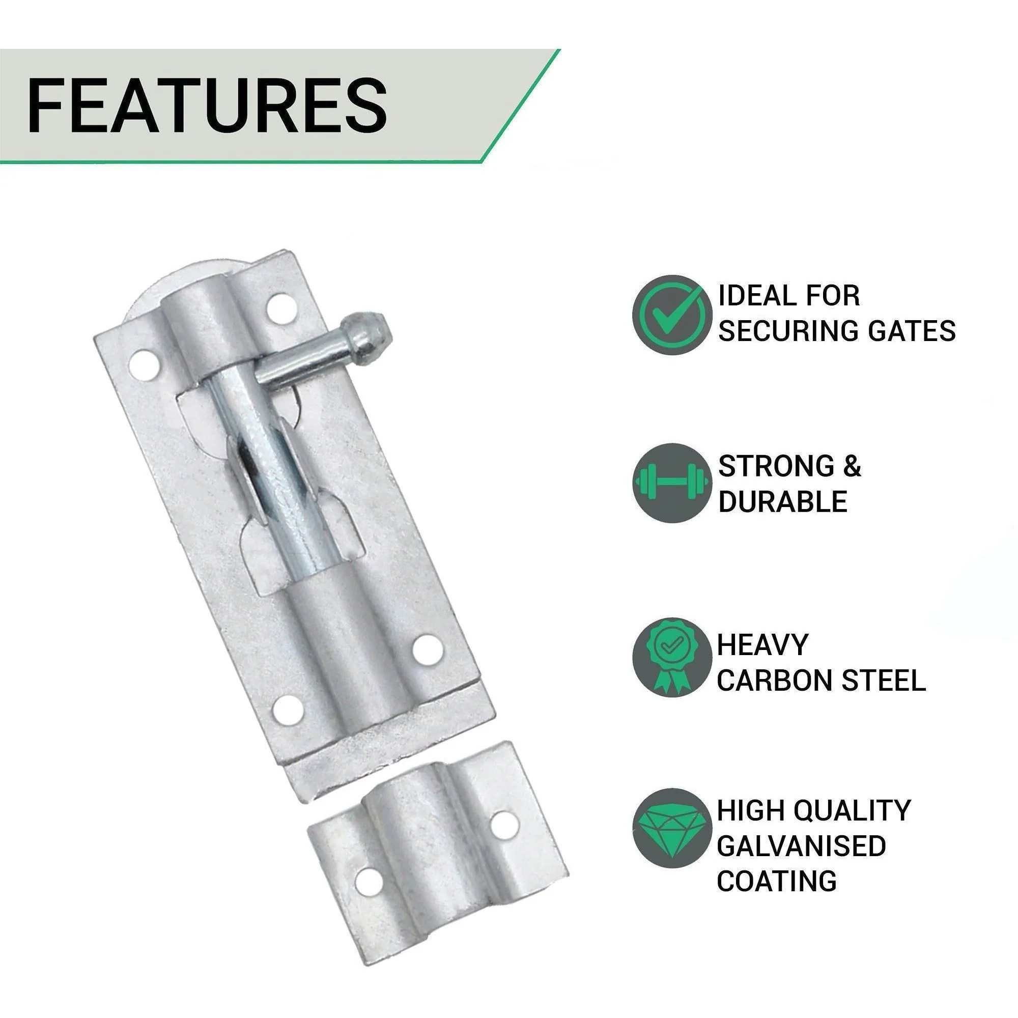 Tower Bolt - 90 mm / 3 Inch - Galvanised - Image 2
