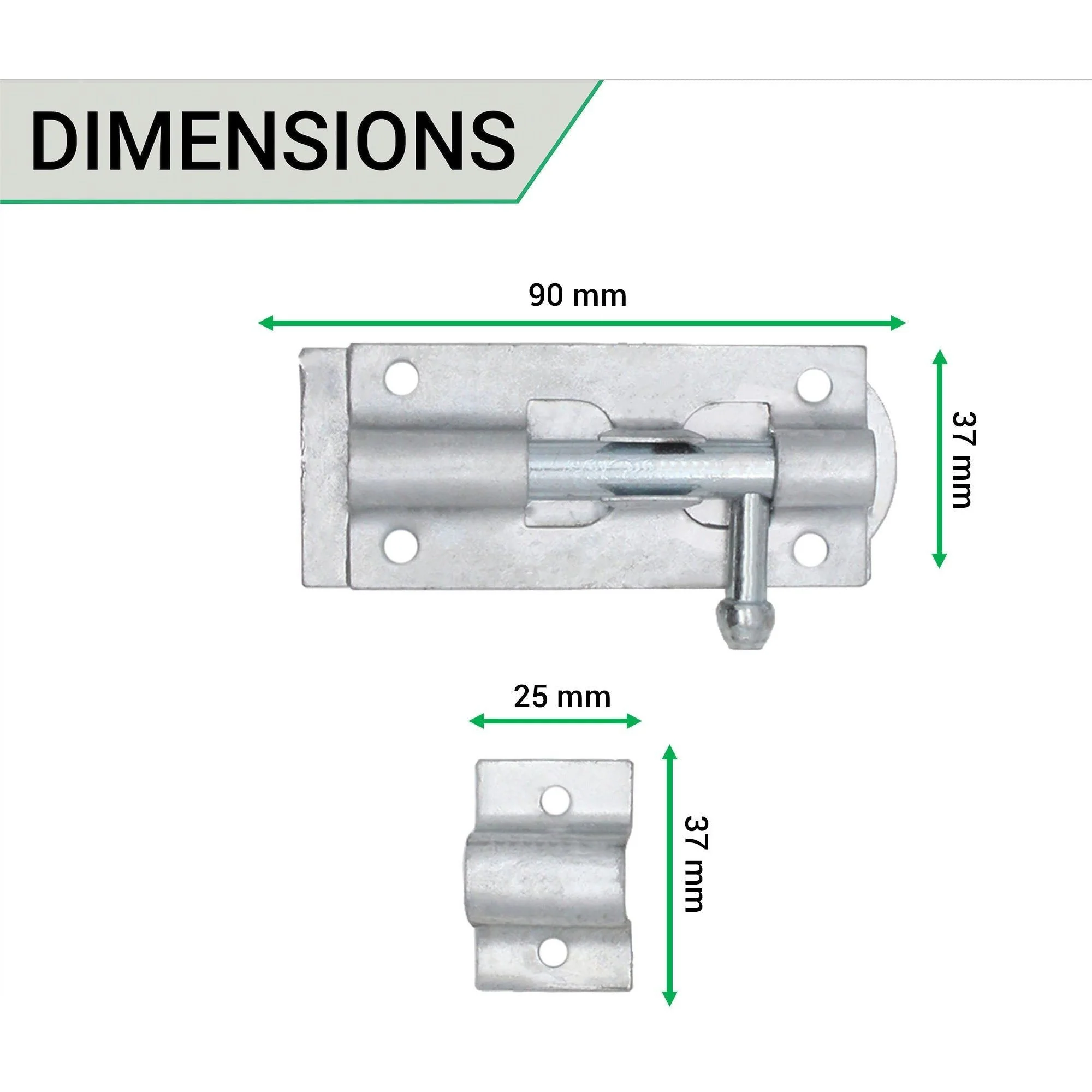 Tower Bolt - 90 mm / 3 Inch - Galvanised - Image 3