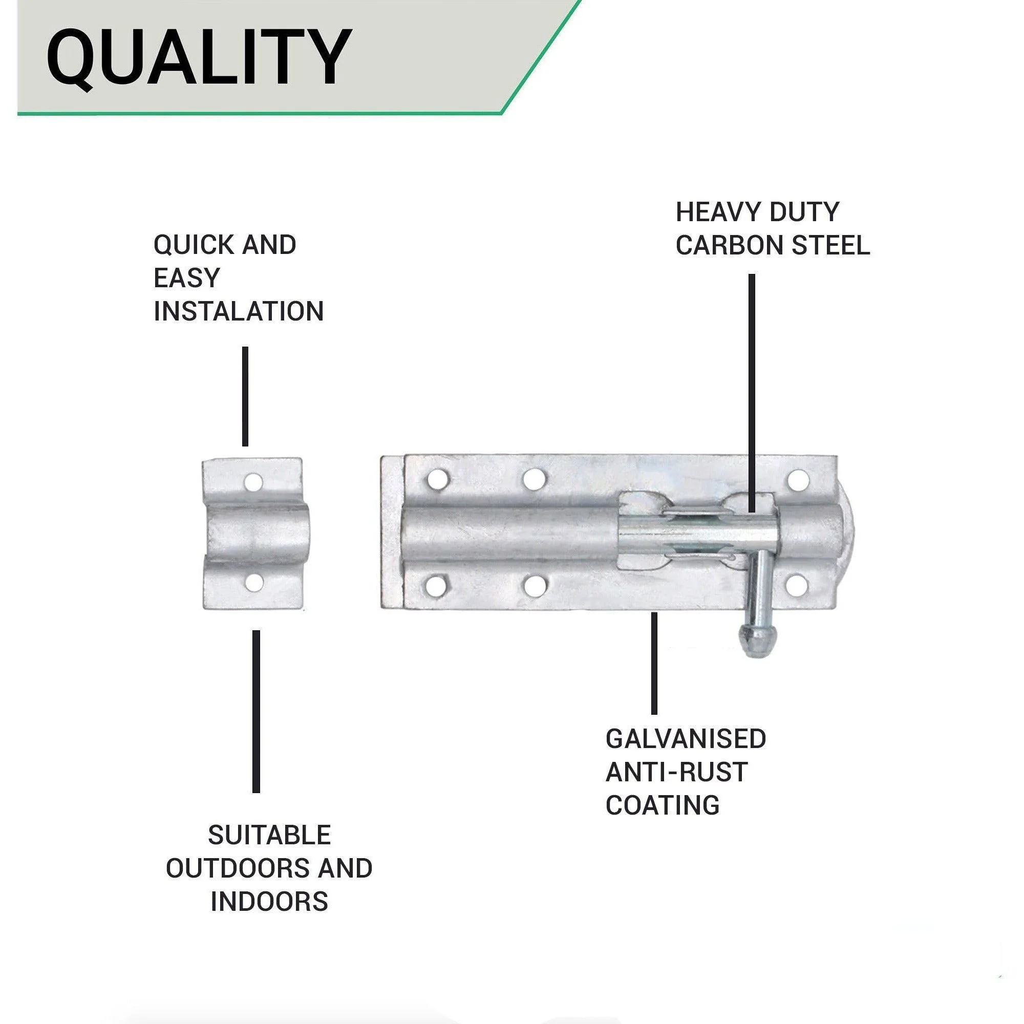 Tower Bolt - 90 mm / 3 Inch - Galvanised - Image 4