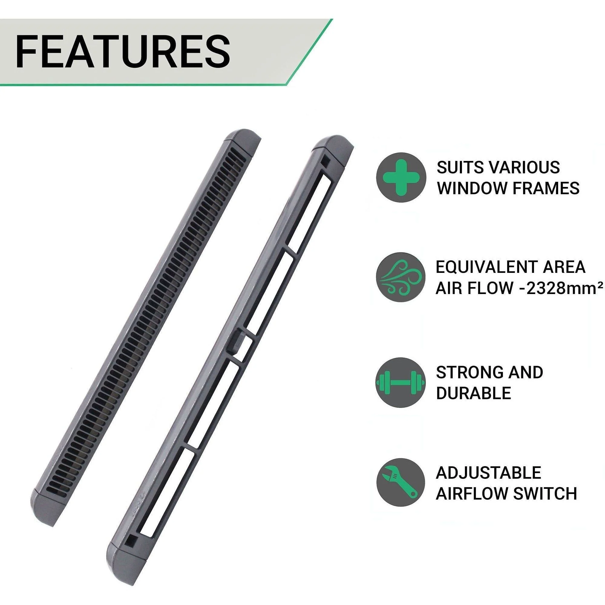 Trickle Window Slot Vent Set Inside & Out - 300mm - 2328mm²EA - Anthracite Grey - Pack of 10 - Image 3