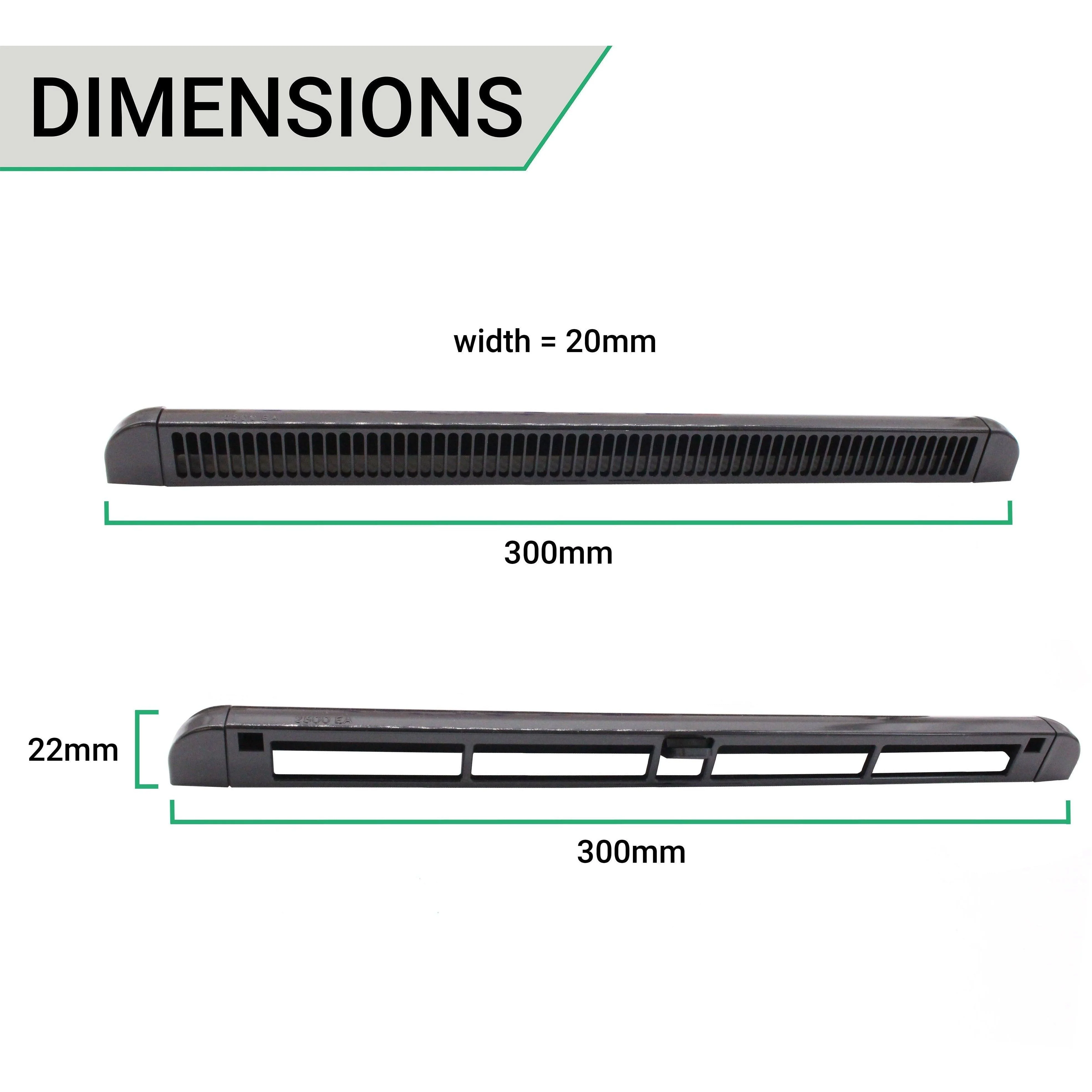 Trickle Window Slot Vent Set Inside & Out - 300mm - 2328mm²EA - Black - Pack of 10 - Image 5