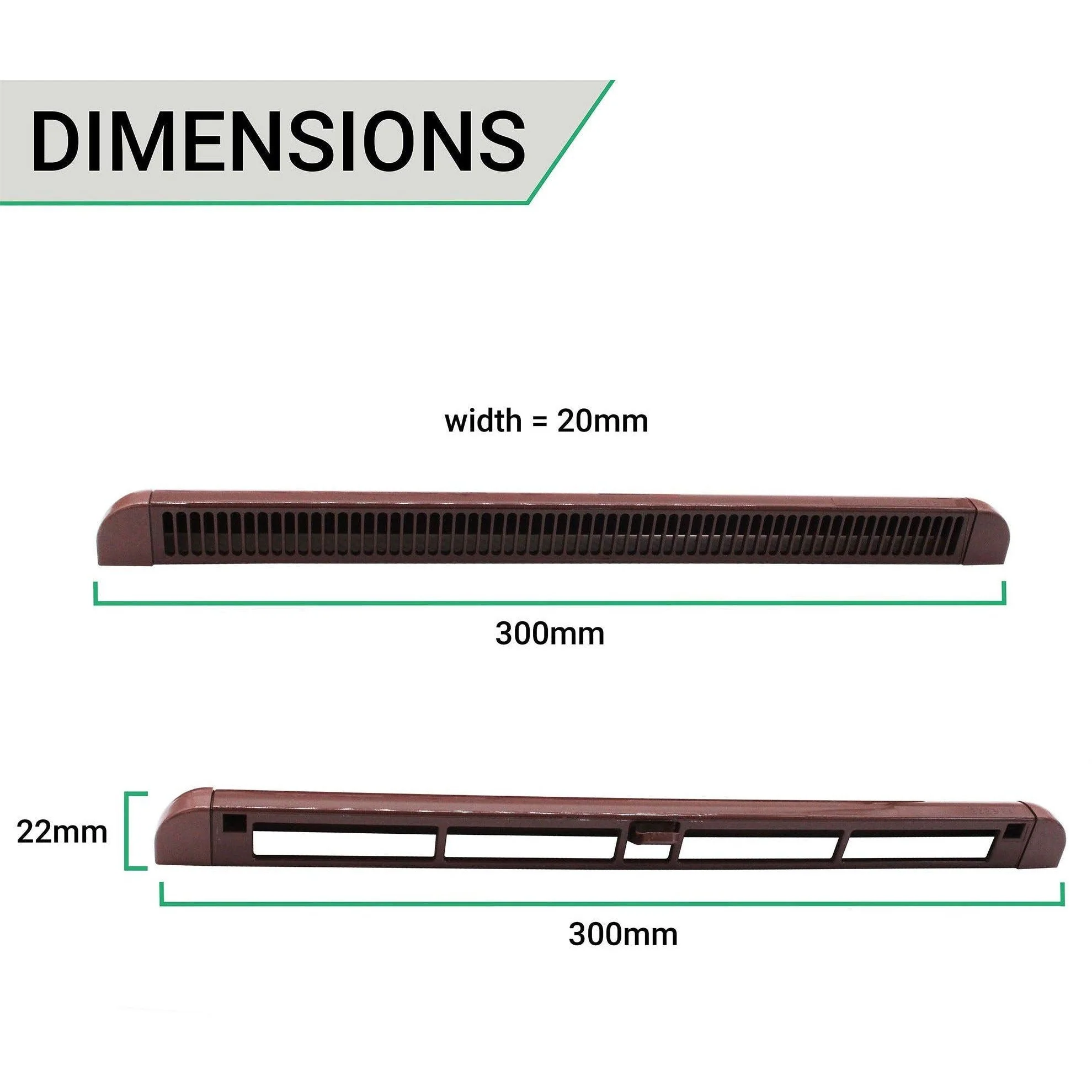 Trickle Window Slot Vent Set Inside & Out - 300mm - 2328mm²EA - Brown - Pack of 50 - Image 5