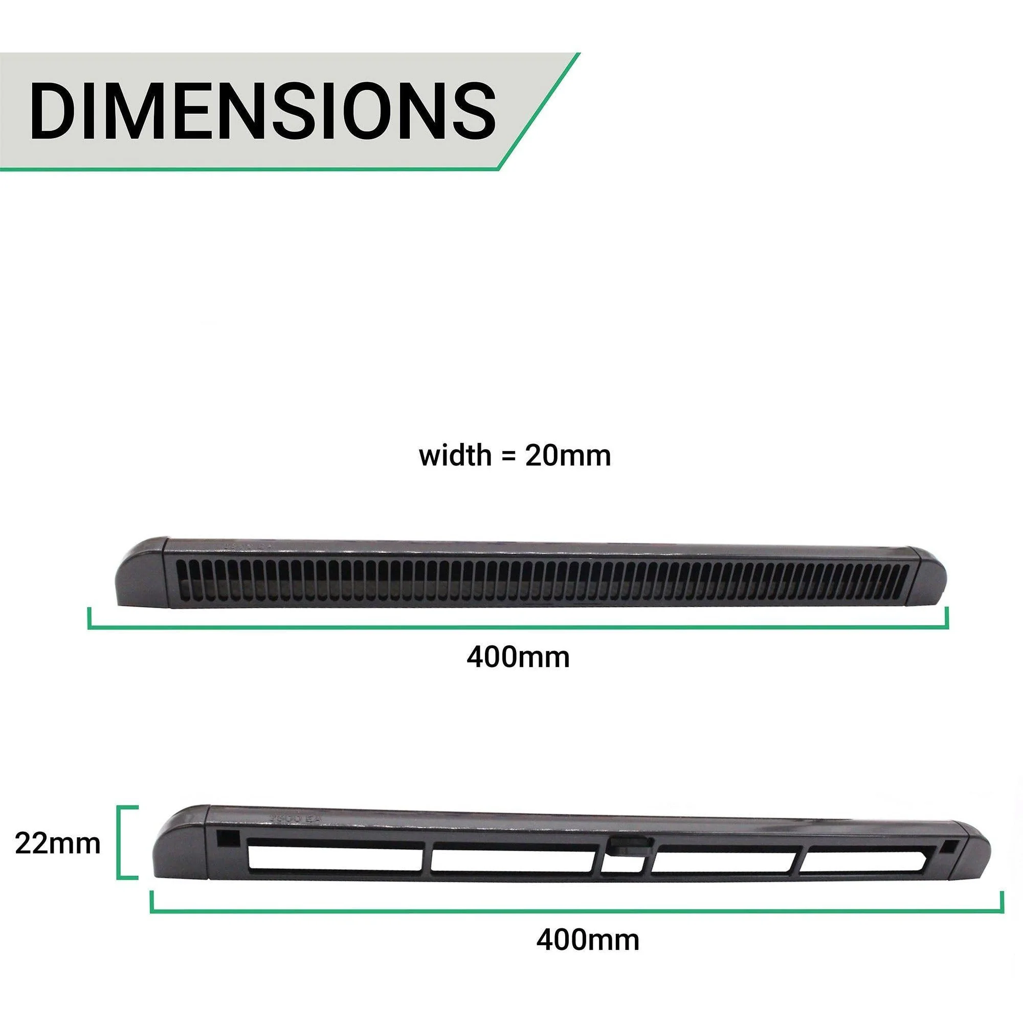 Trickle Window Slot Vent Set Inside & Out - 400mm - 3180mm²EA - Black - Pack of 10 - Image 4