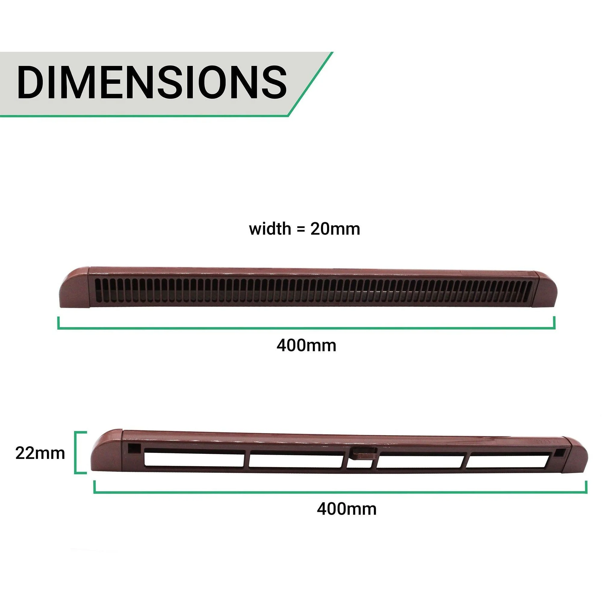 Trickle Window Slot Vent Set Inside & Out - 400mm - 3180mm²EA - Brown - Pack of 50 - Image 4