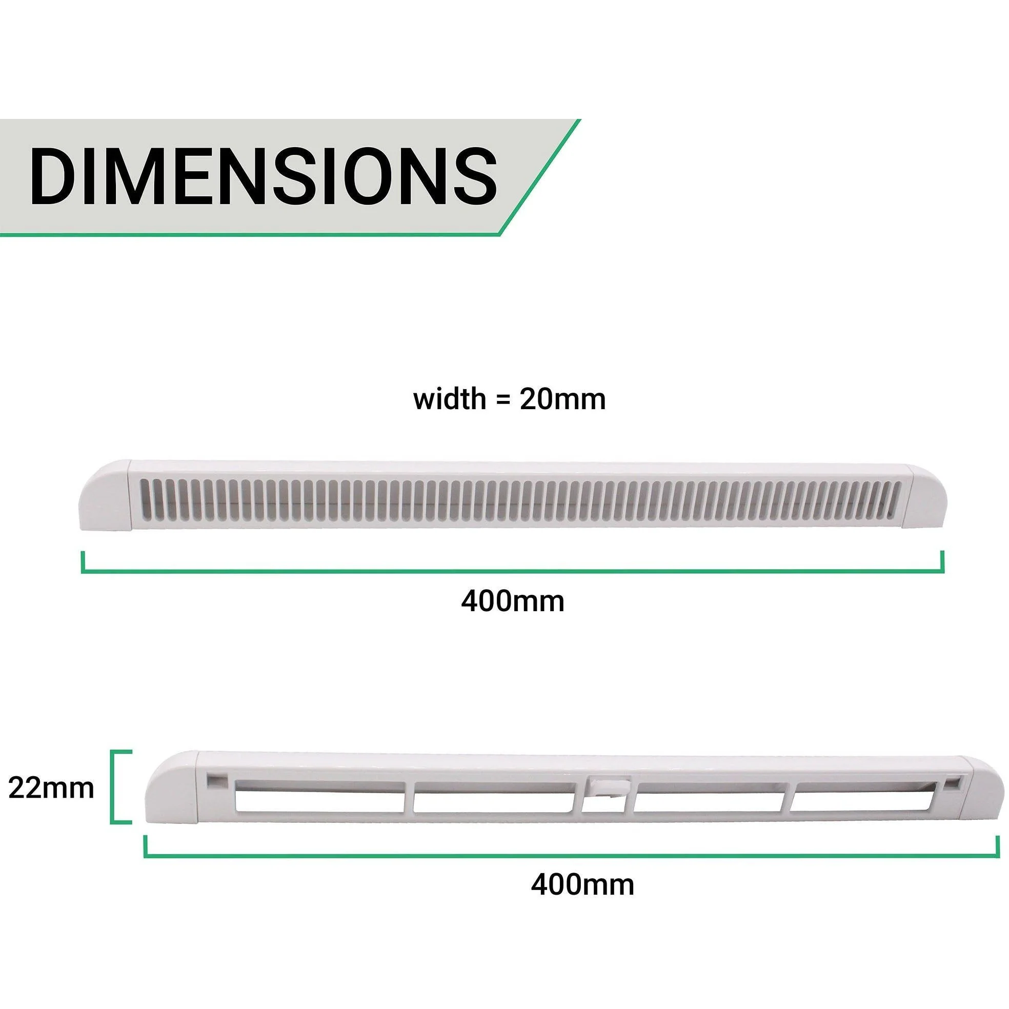 Trickle Window Slot Vent Set Inside & Out - 400mm - 3180mm²EA - White - Pack of 50 - Image 4