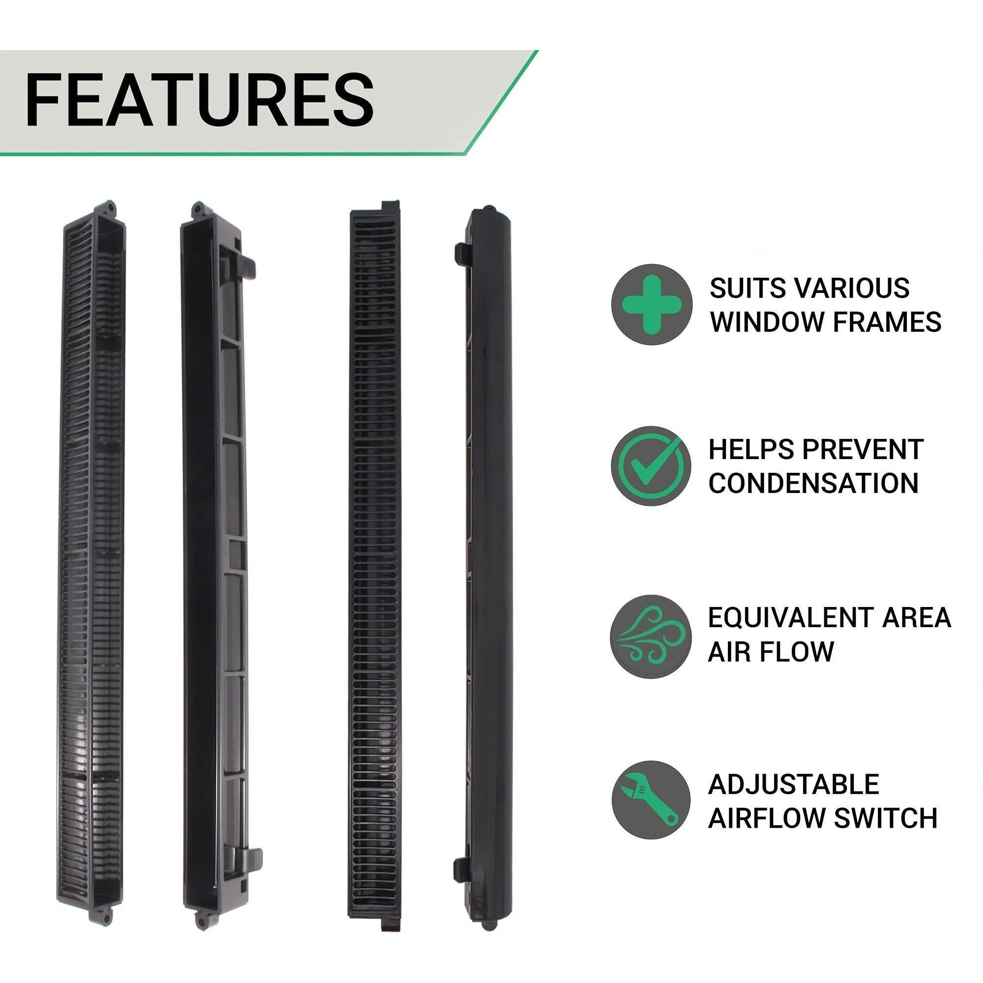 Trickle Window Slot Vent Set Inside & Out - 415mm - 4191mm²EA - Black - Pack of 50 - Image 3
