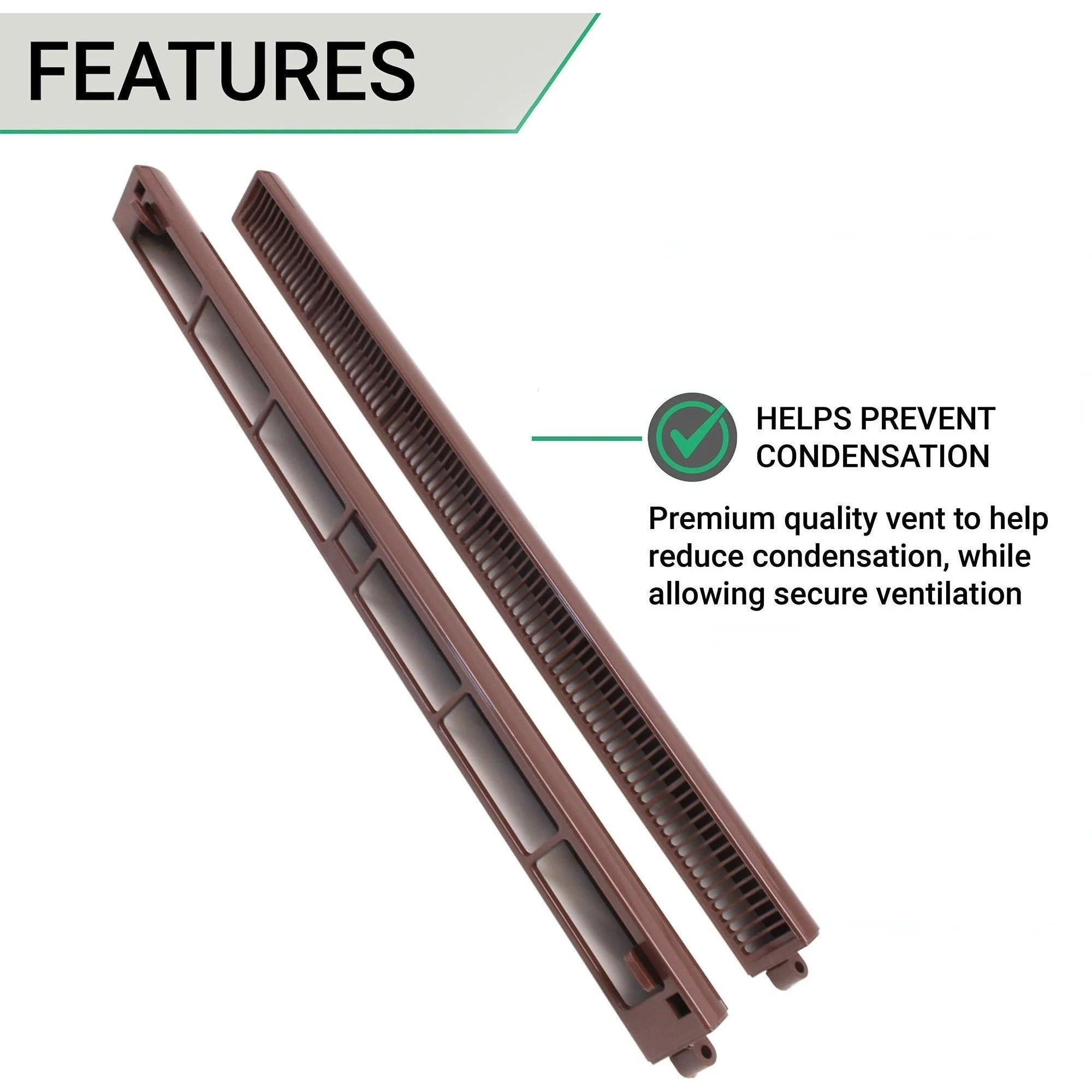 Trickle Window Slot Vent Set Inside & Out - 415mm - 4191mm²EA - Brown - Pack of 10 - Image 4