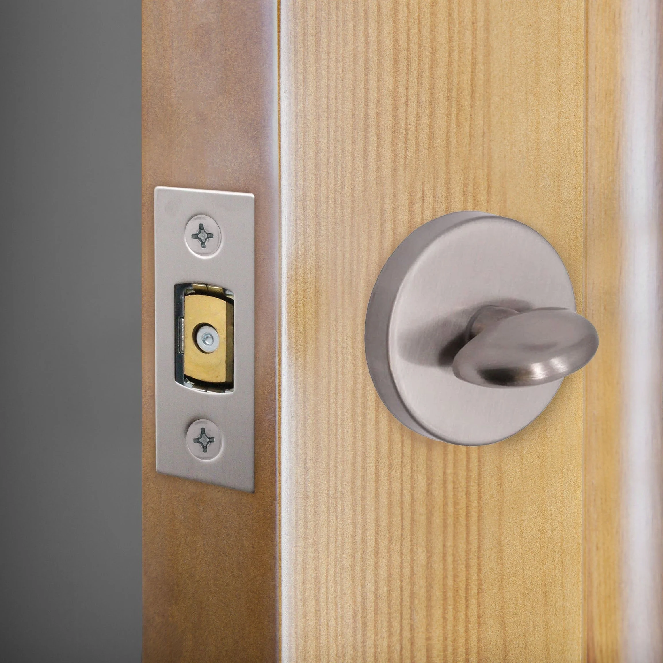 4 inch/101mm Tubular Bathroom Deadbolt Kit - 82mm Backset - Satin Stainless - Image 6