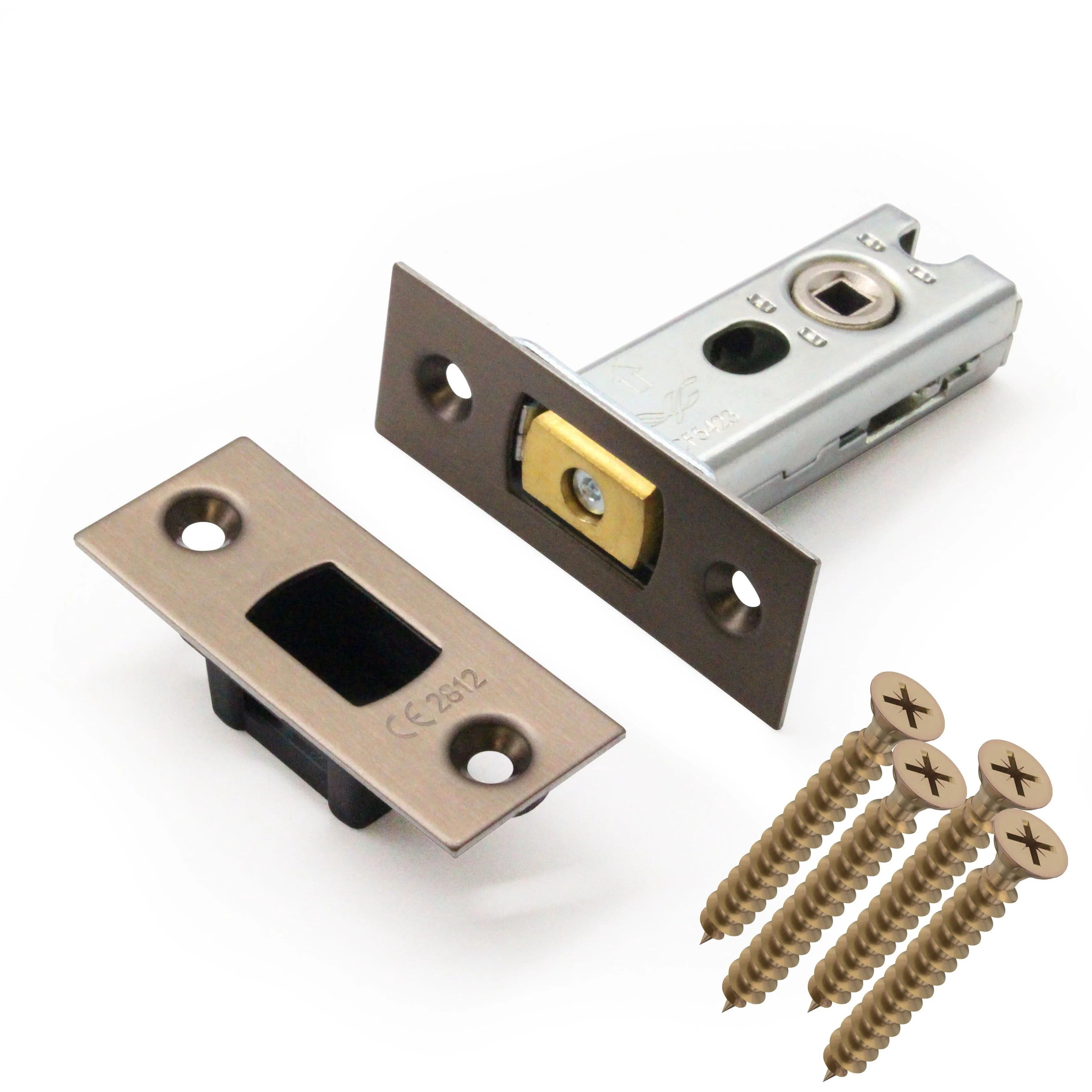 4 inch/101mm Tubular Bathroom Deadbolt - 82mm Backset - Antique Brass