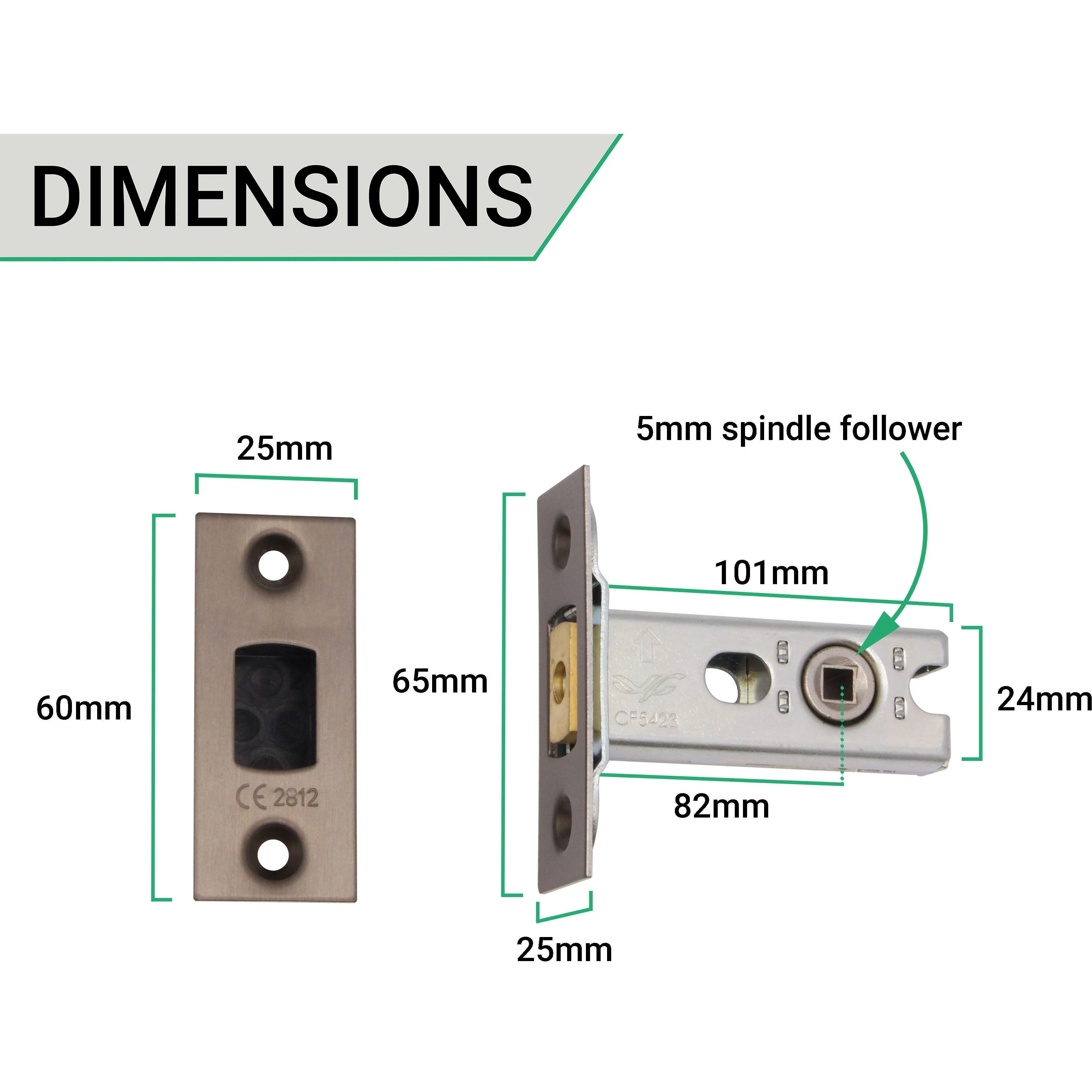 4 inch/101mm Tubular Bathroom Deadbolt - 82mm Backset - Antique Brass - Image 4