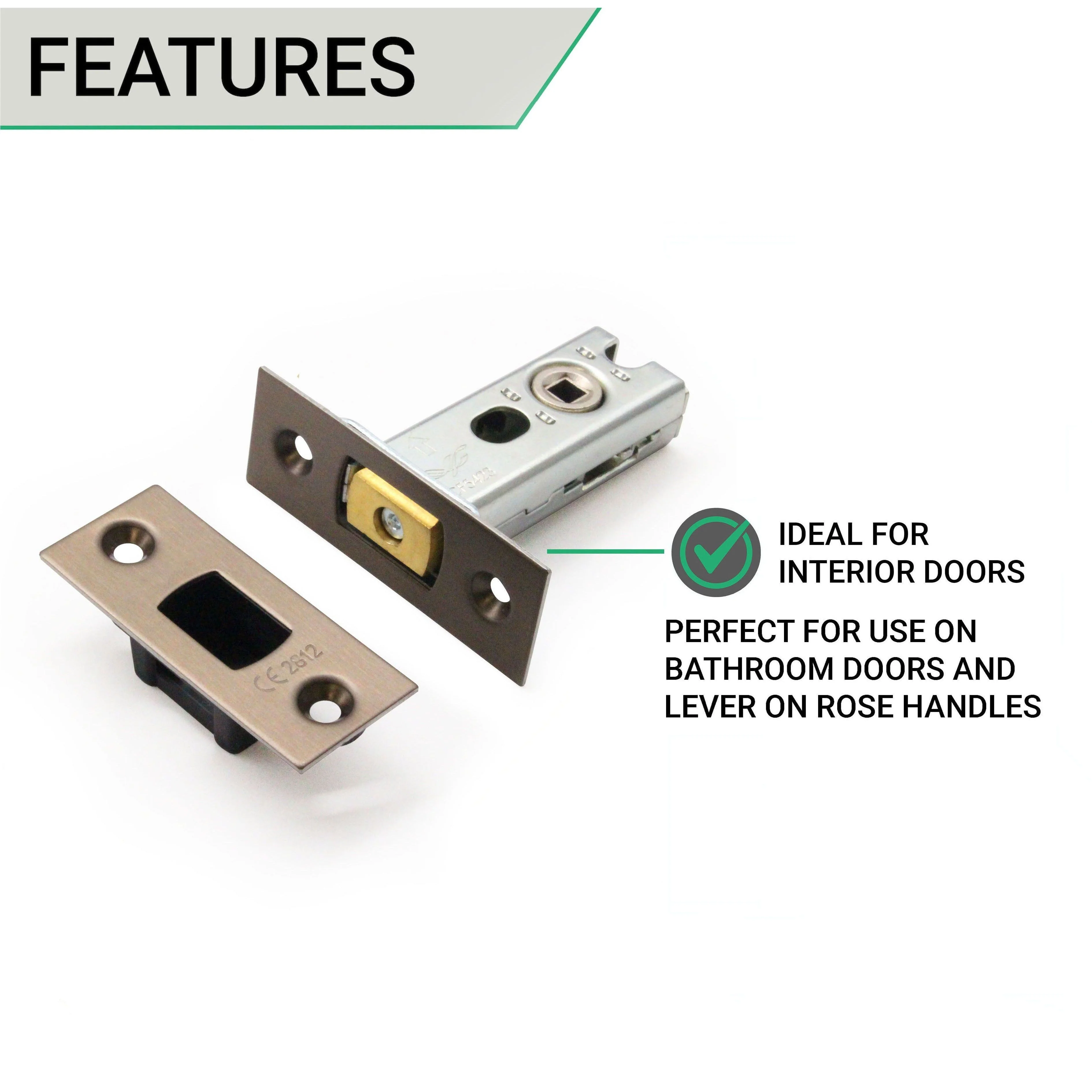 3 inch/76mm Tubular Bathroom Deadbolt - 57mm Backset - Antique Brass - Image 3