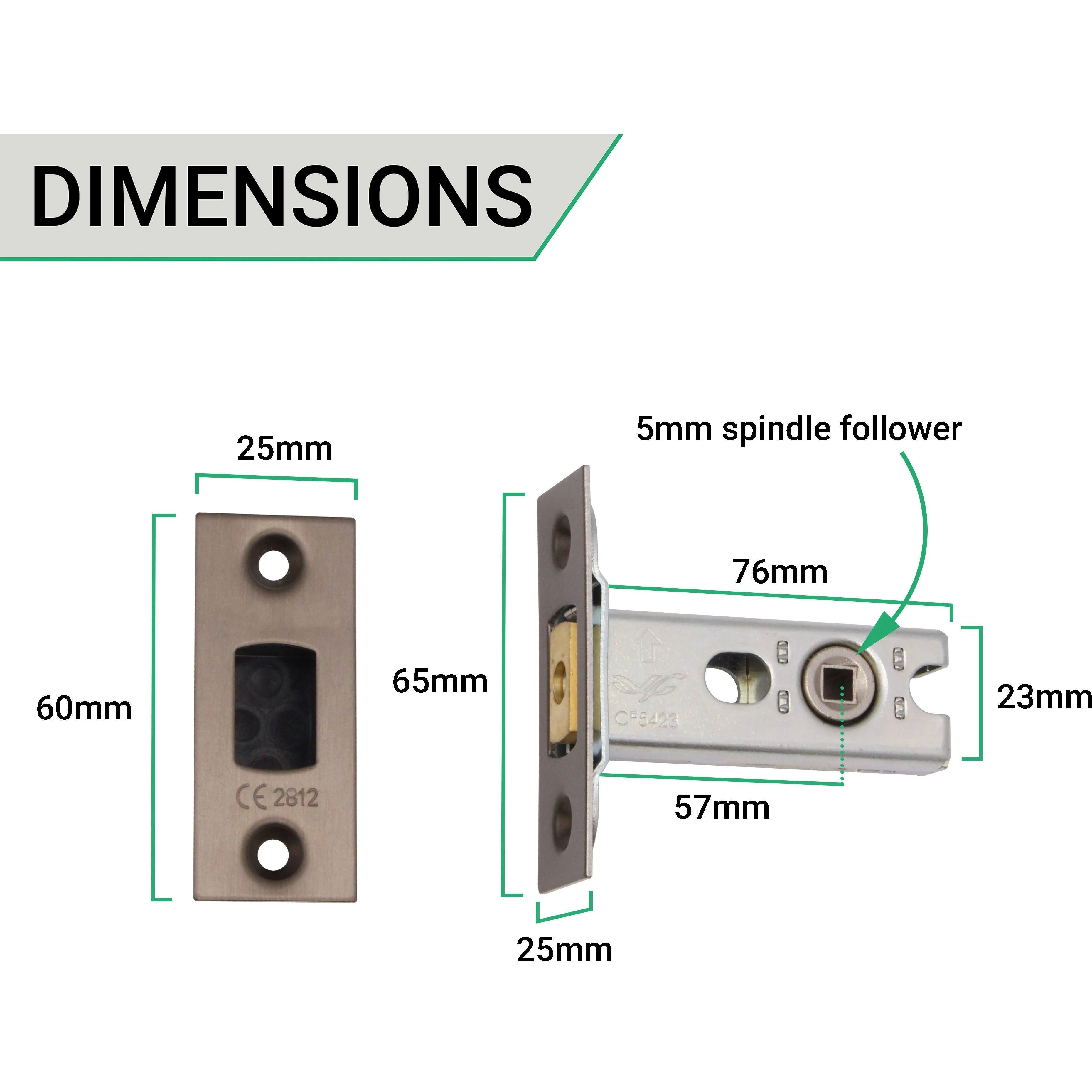 3 inch/76mm Tubular Bathroom Deadbolt - 57mm Backset - Antique Brass - Image 4
