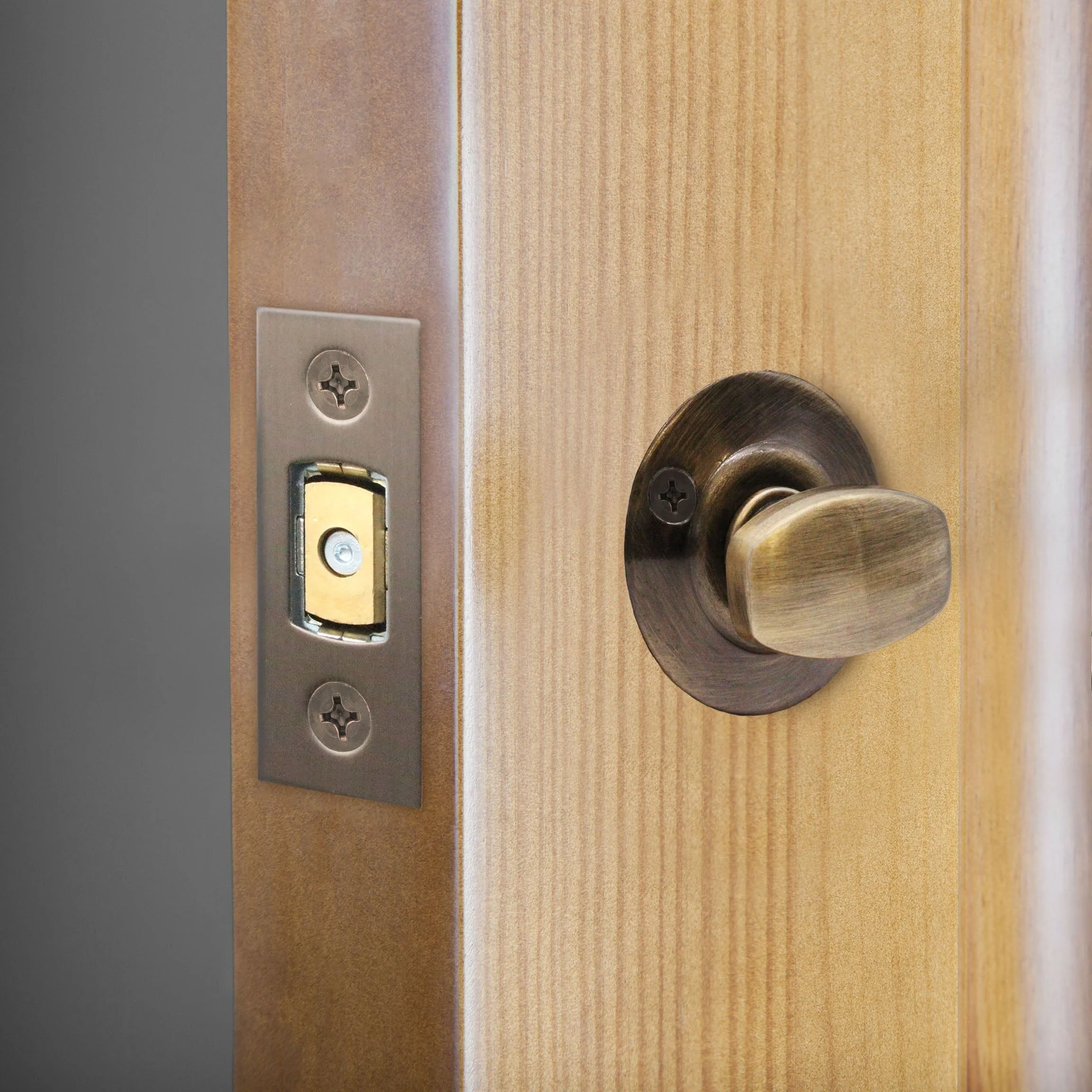 3 inch/76mm Tubular Bathroom Deadbolt - 57mm Backset - Antique Brass - Image 5