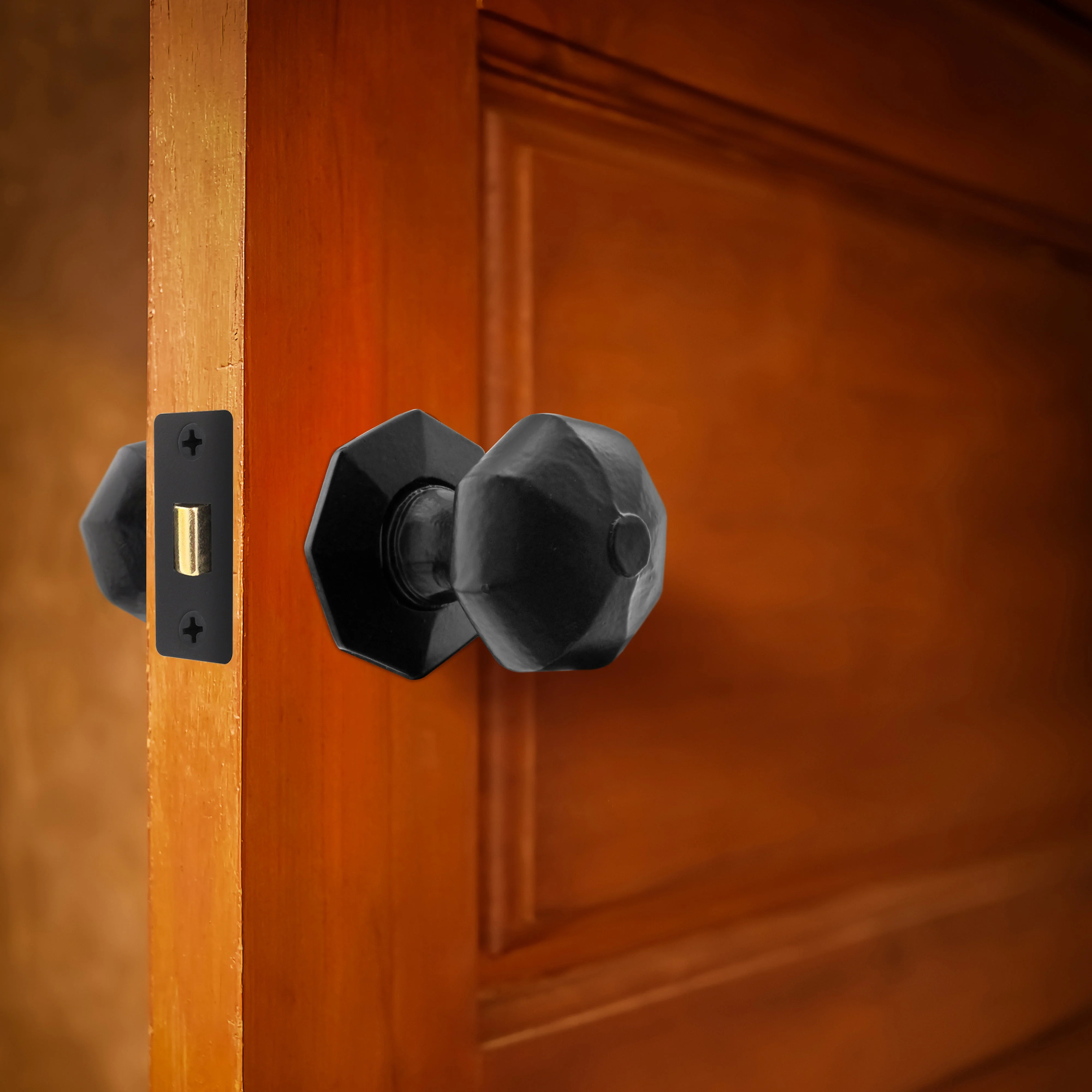 Tudor Black Iron Mortice/Rim Octagonal Door Knob - Image 5