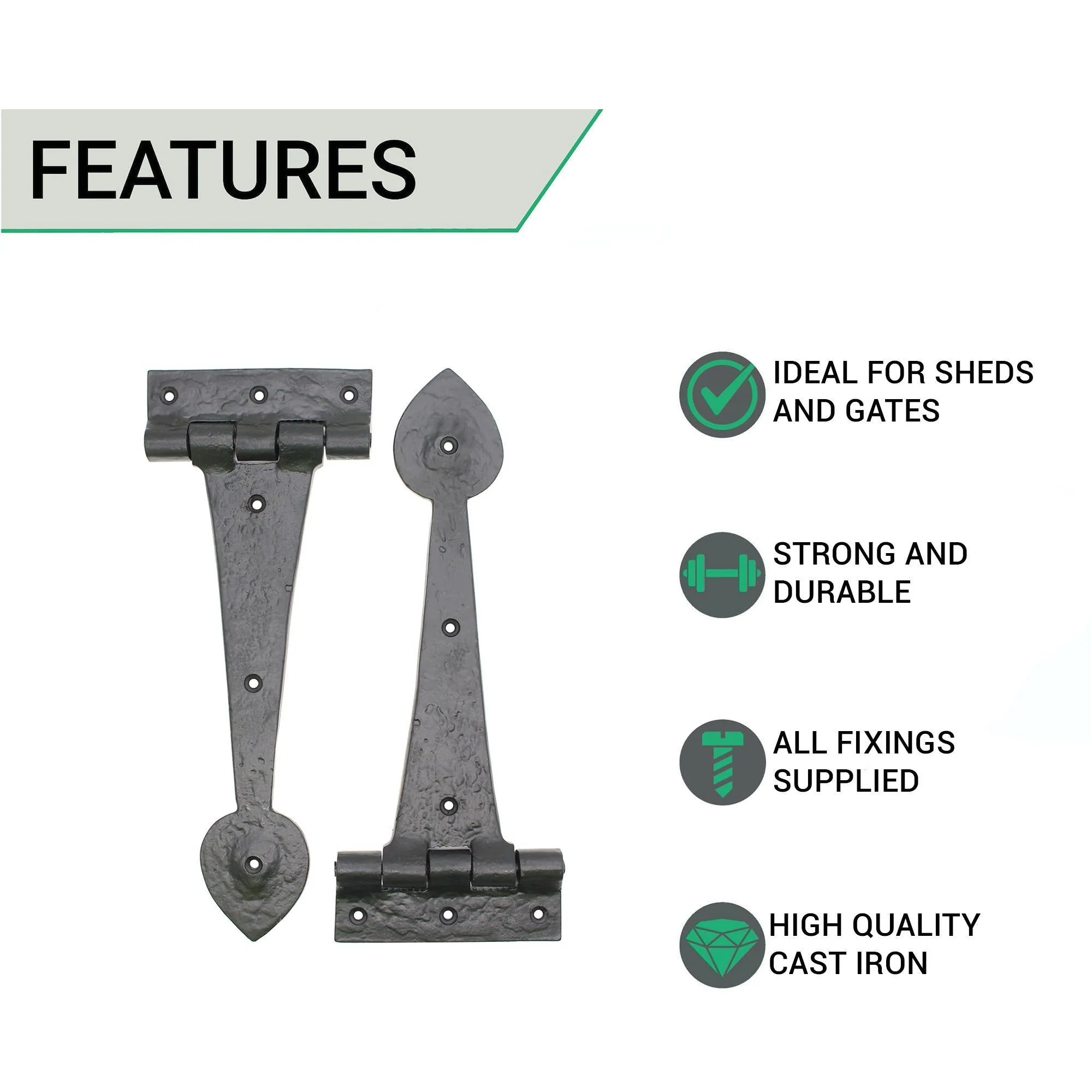 Tudor Plain Hinge - Cast Iron - Image 2