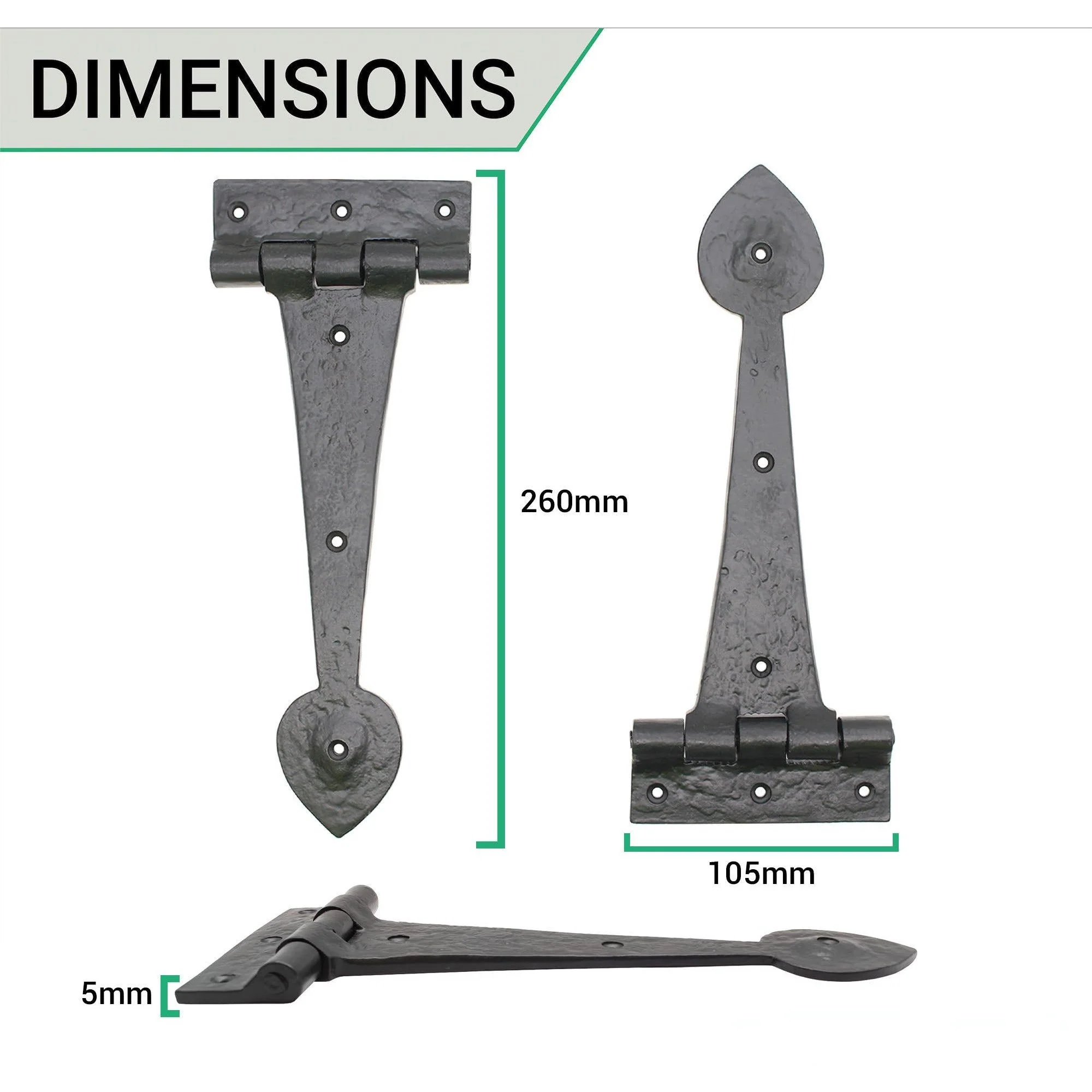 Tudor Plain Hinge - Cast Iron - Image 3