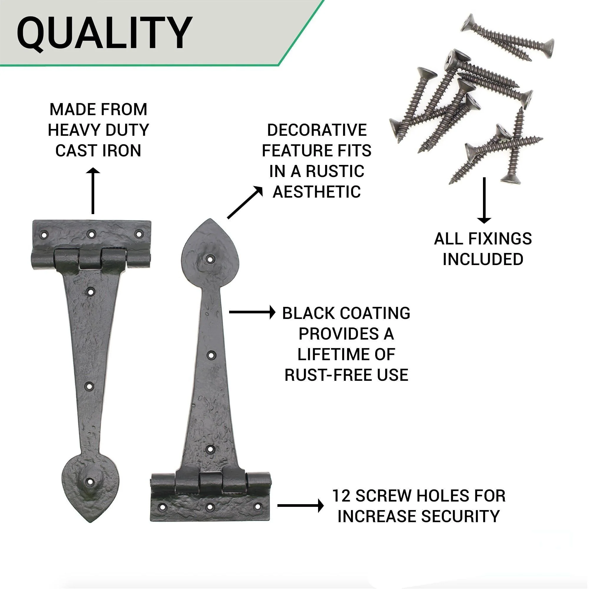 Tudor Plain Hinge - Cast Iron - Image 4