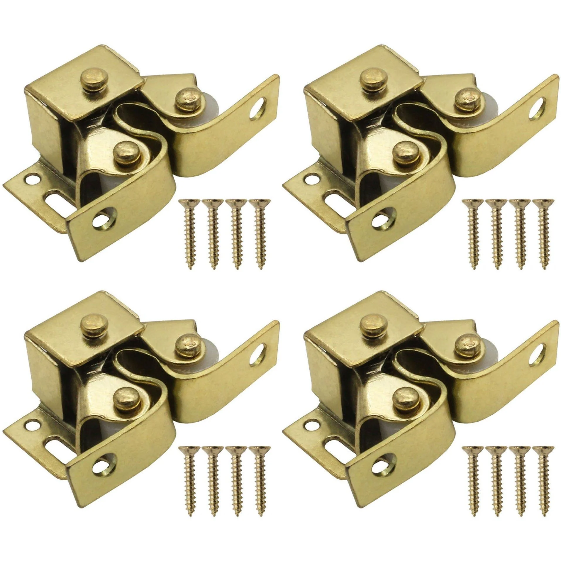 Twin Roller Catch - 32 x 14.5mm - Brass Plated - Pack of 4