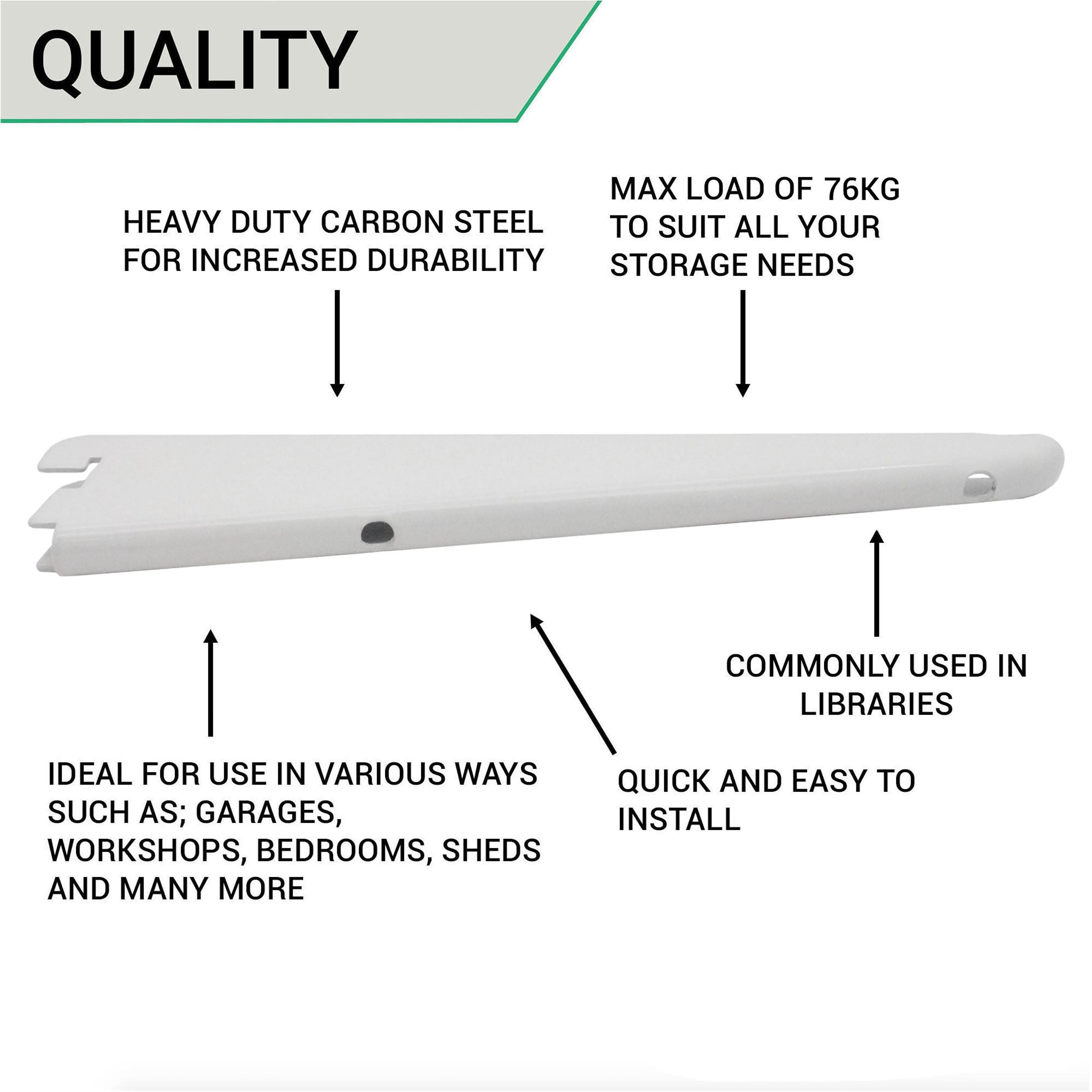 Twin Slot Shelving - Bracket - White - 270mm - Image 6
