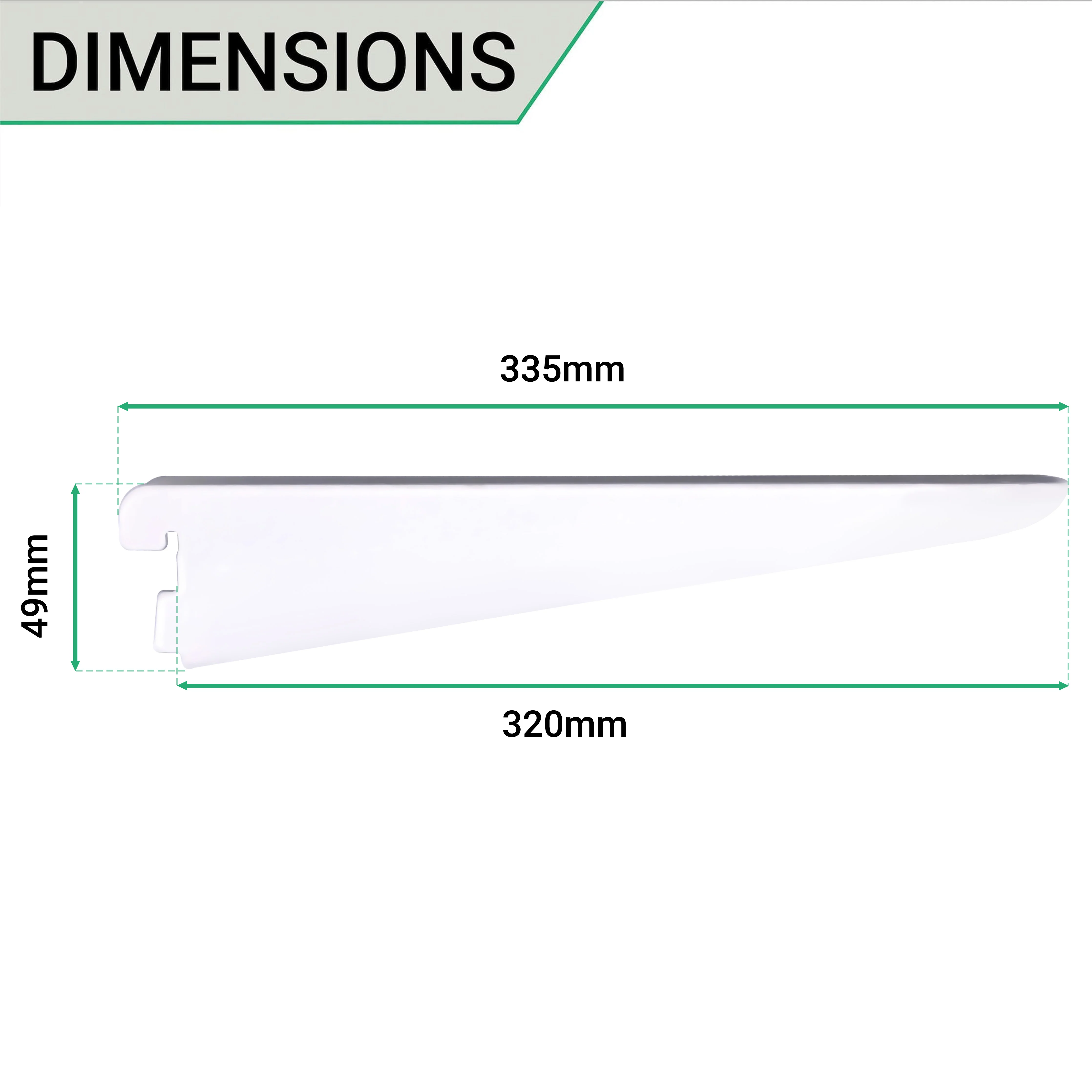 Twin Slot Shelving - Bracket - White - 320mm - Image 4