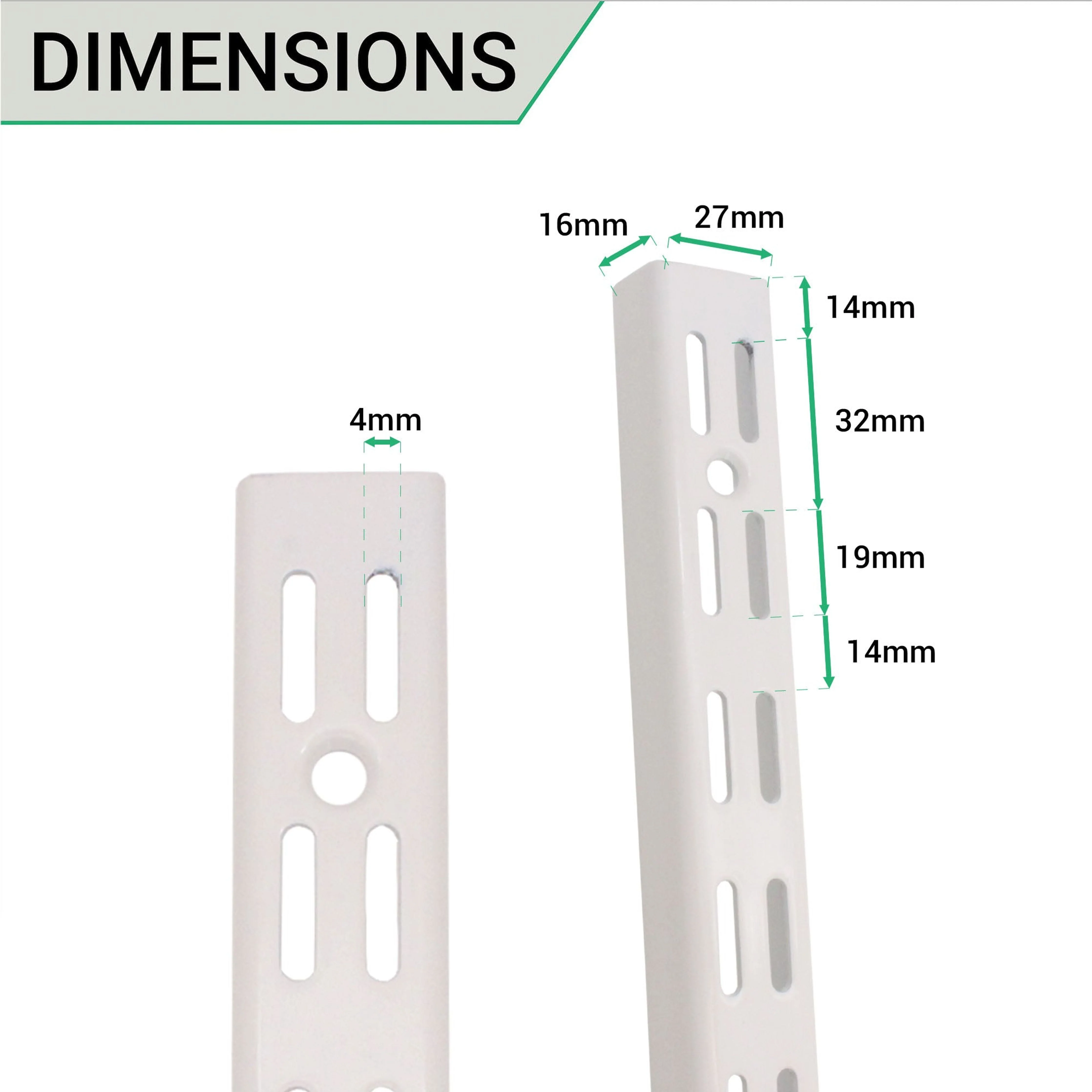Twin Slot Shelving - Upright - White - 1220mm - Image 3