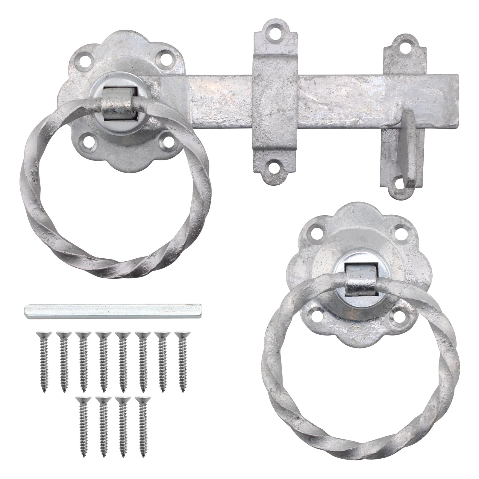 Ring Gate Latch - 6" / 150mm - Twisted Ring - Hot Dipped Galvanised