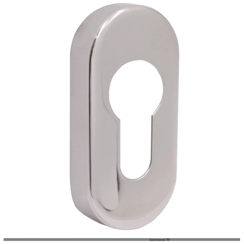 Upright Euro Escutcheon Oval Shaped Keyhole Cover - Polished Stainless Steel