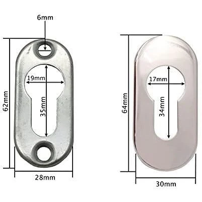 Upright Euro Escutcheon Oval Shaped Keyhole Cover - Polished Stainless Steel - Image 3