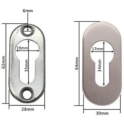Upright Euro Escutcheon Oval Shaped Keyhole Cover - Satin Stainless Steel - Image 2