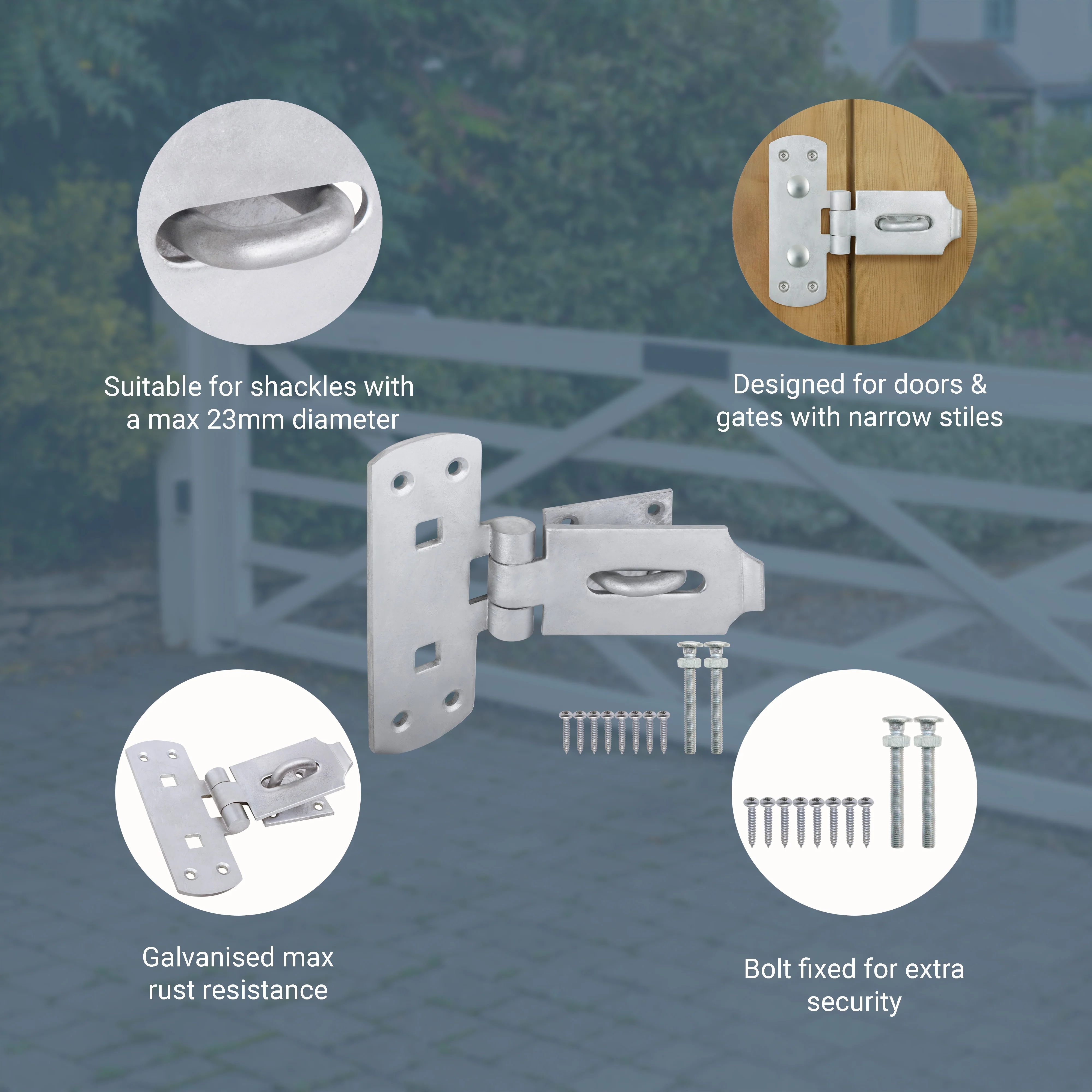 Vertical Hasp & Staple - 6" - Galvanised - Image 4